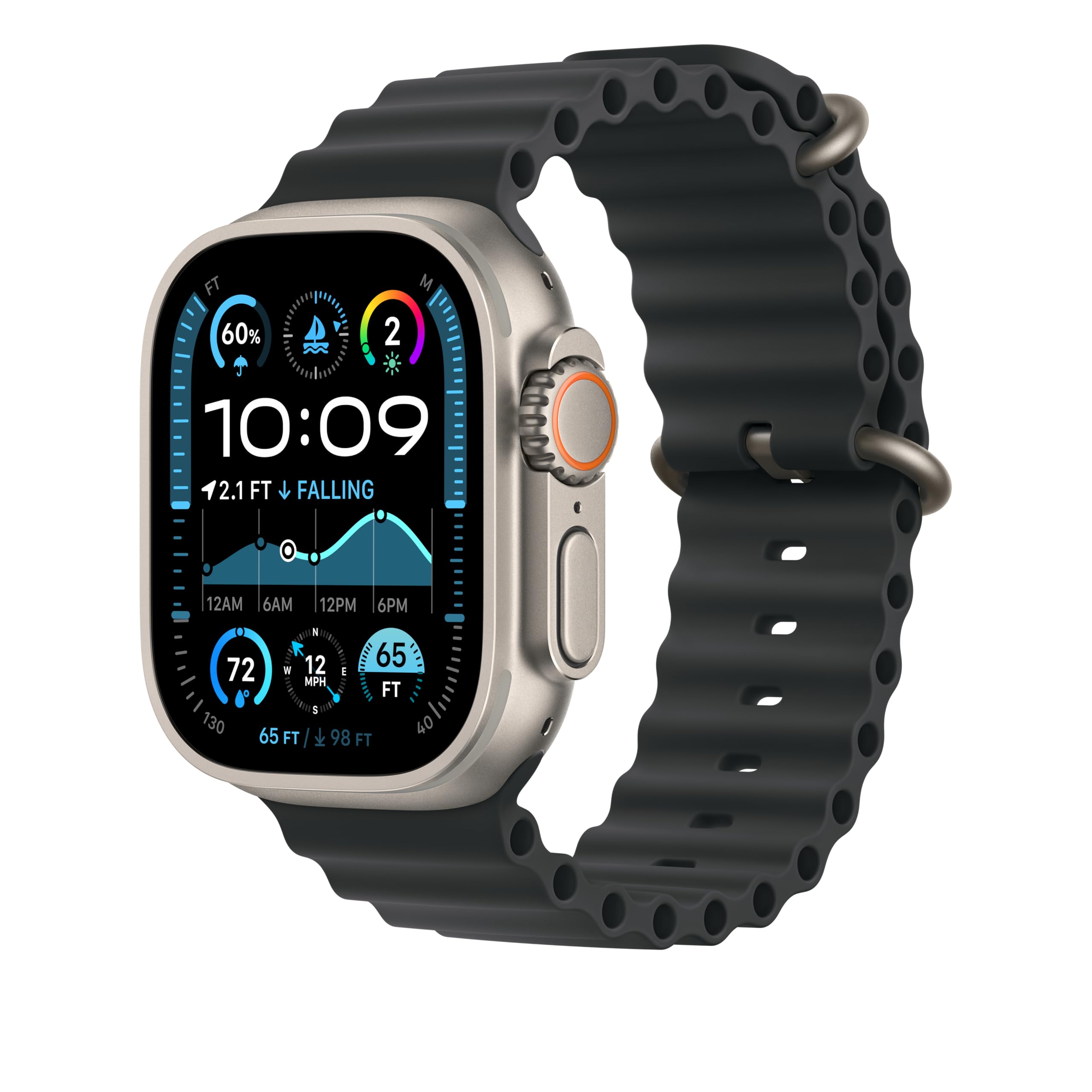 Foto 2 | Correa para Apple Watch Ocean Band Negra Con Acabado De Titanio 49 Mm - Venta Internacional