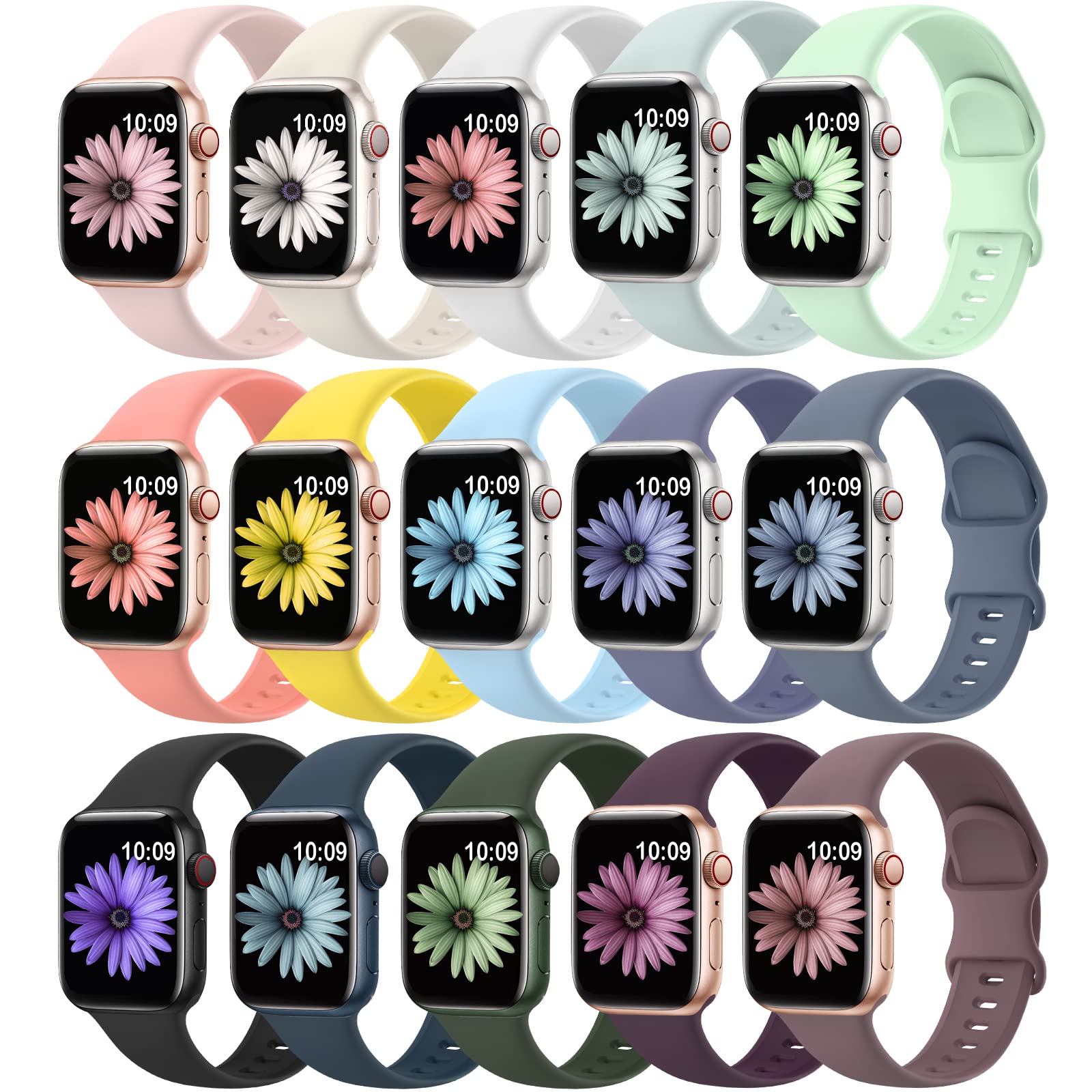 Foto 2 pulgar | Set de Correas para Apple Watch Supernana Silicona Blanda 15 Piezas - Venta Internacional