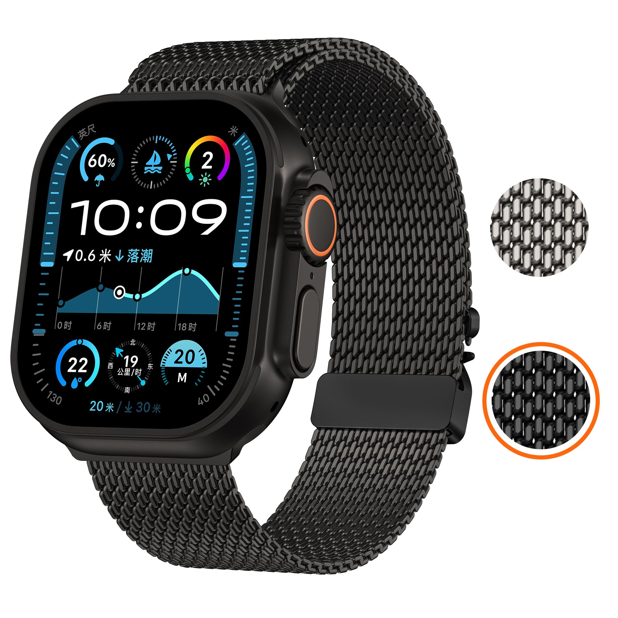 Foto 3 pulgar | Correa de Reloj Seizehe Milanese Mesh Loop para Apple de 42 a 49 mm - Venta Internacional