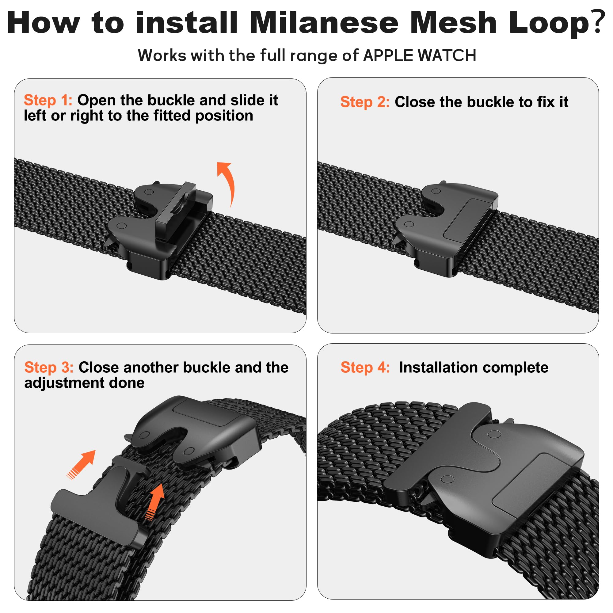 Foto 3 | Correa de Reloj Seizehe Milanese Mesh Loop para Apple de 42 a 49 mm - Venta Internacional