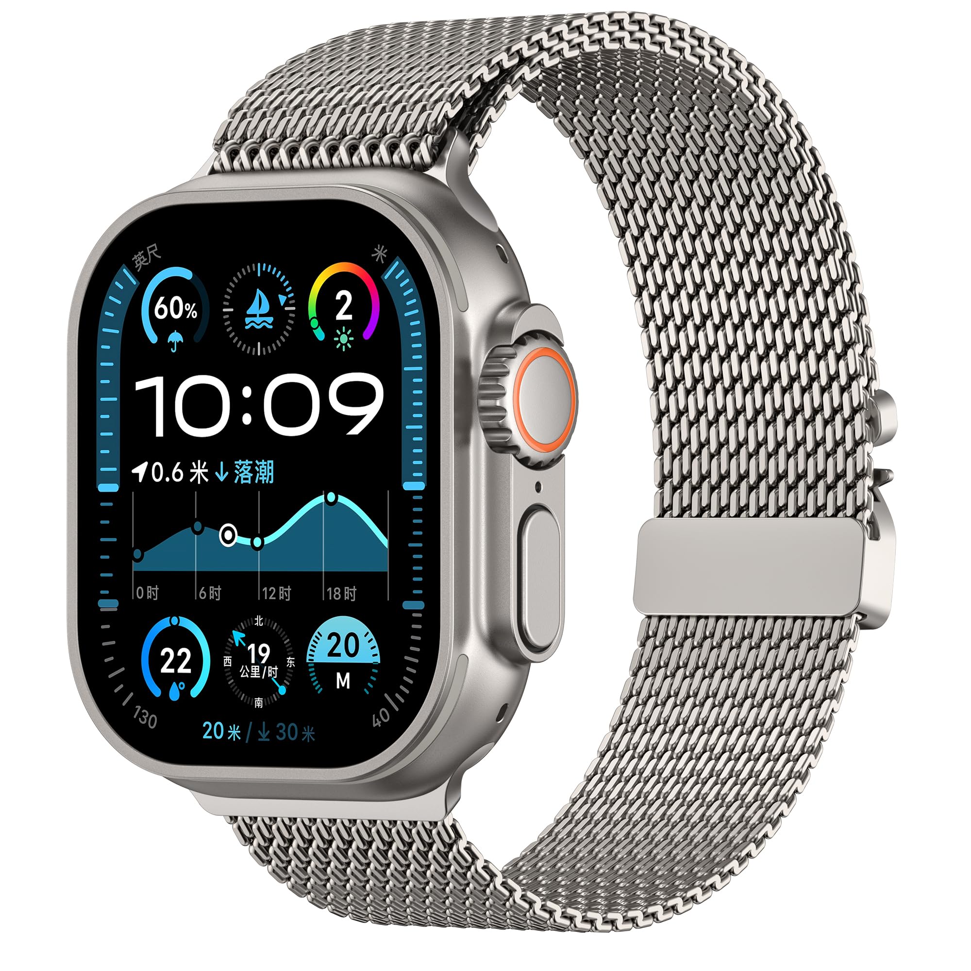 Foto 3 pulgar | Correa para Apple Watch Plesechde Milanese Loop 44 mm 45 mm 46 mm 49 mm - Venta Internacional