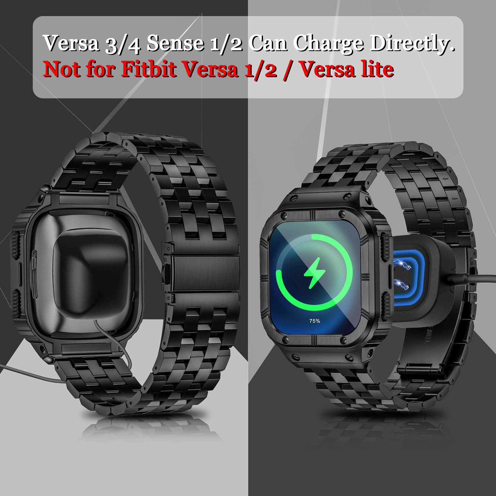 Foto 3 pulgar | Correa De Reloj Suplink De Acero Inoxidable Para Fitbit Versa 4/3/2 - Venta Internacional.