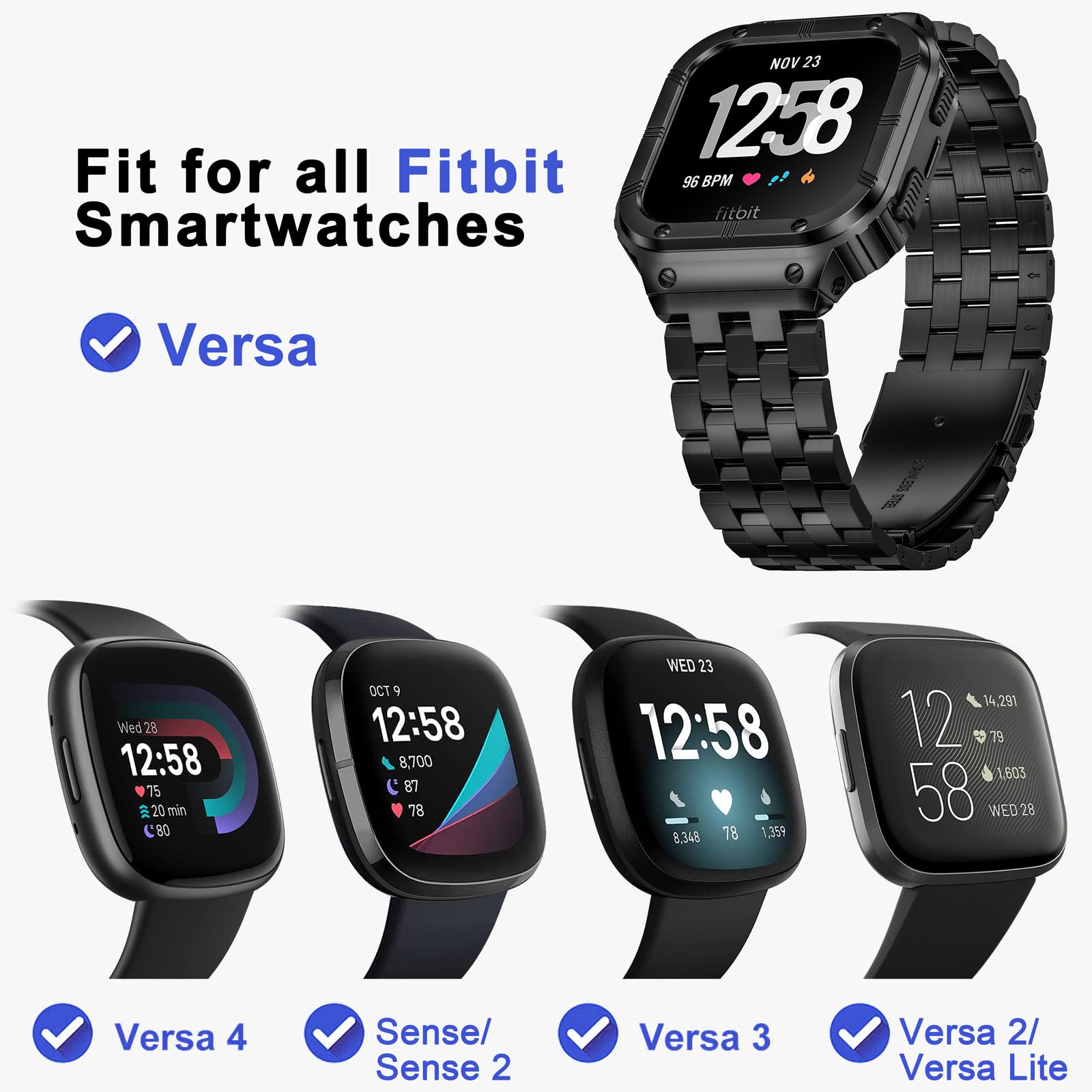 Foto 4 pulgar | Correa De Reloj Suplink De Acero Inoxidable Para Fitbit Versa 4/3/2 - Venta Internacional.