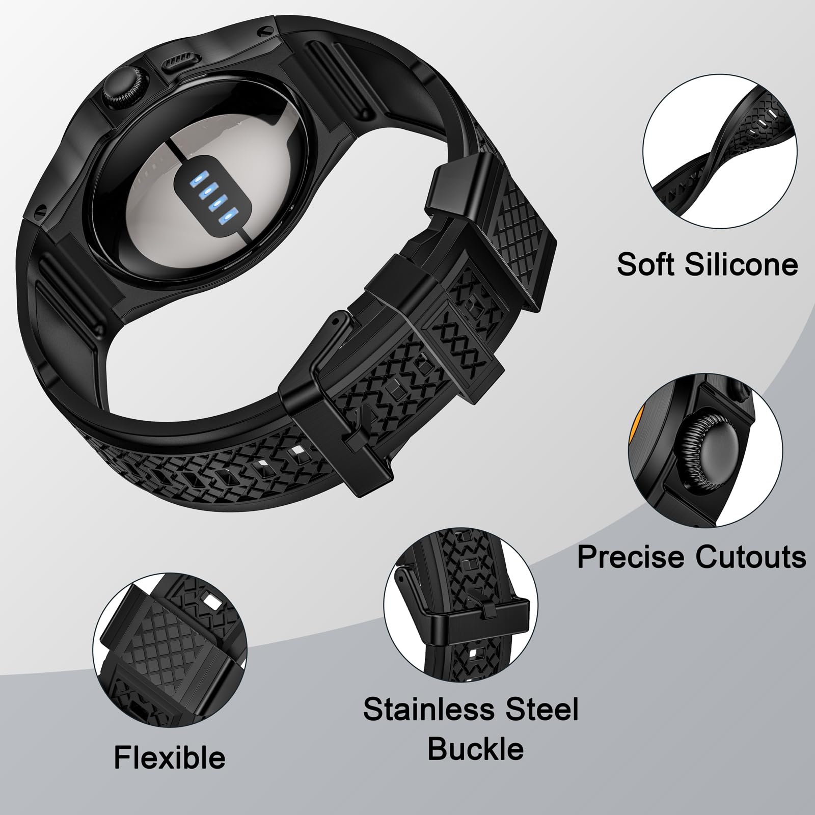 Foto 5 pulgar | Correas De Repuesto Y Funda Protectora Para Google Pixel Watch 3 De 45 Mm - Venta Internacional.