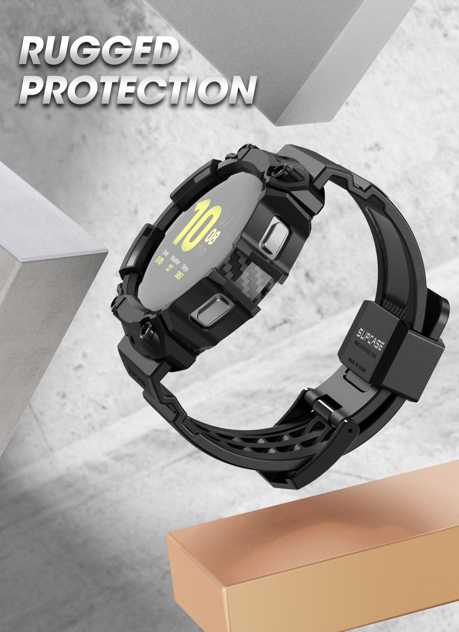 Foto 4 pulgar | Funda Protectora Supcase Galaxy Watch 5/4 Negro - Venta Internacional