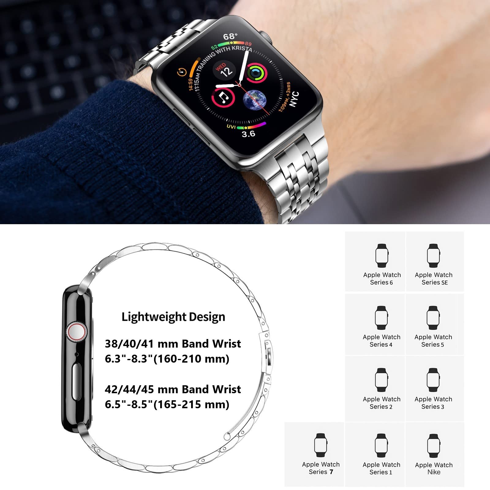 Foto 6 pulgar | Correa de Reloj MioHHR Compatible con Apple Watch Series 10 de 46 mm - Venta Internacional