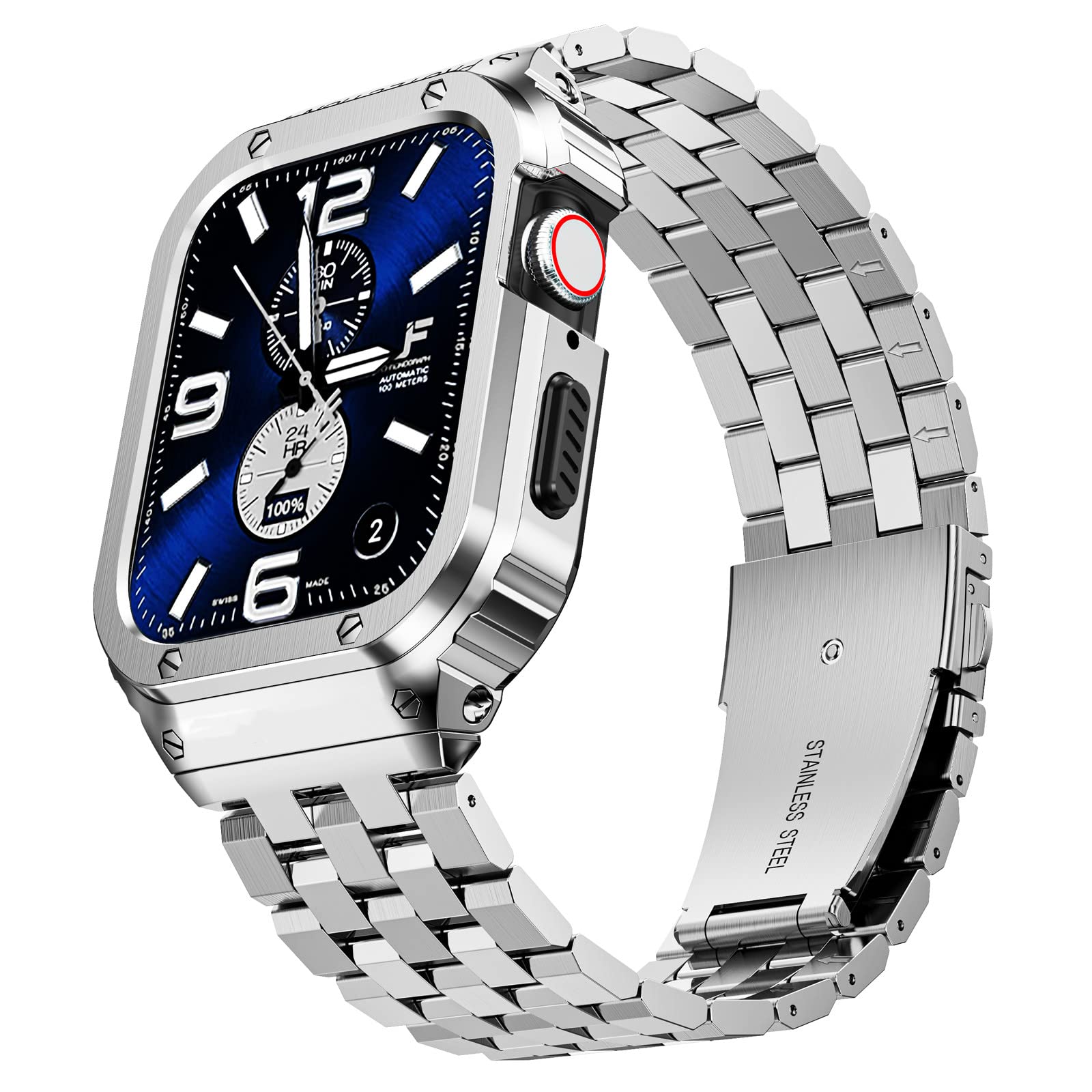 Foto 2 pulgar | Correa de Reloj y Funda Suplink de Acero Inoxidable de 45 mm para Apple Watch - Venta Internacional