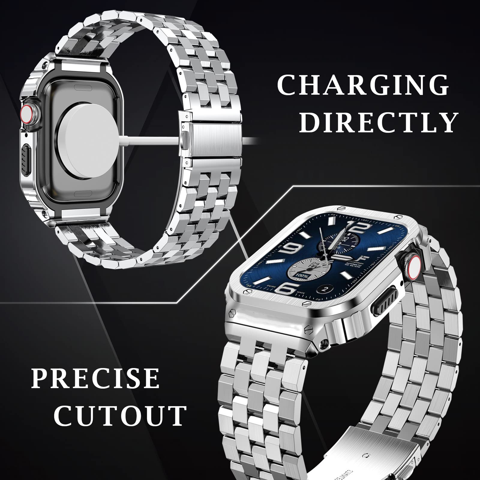 Foto 3 pulgar | Correa de Reloj y Funda Suplink de Acero Inoxidable de 45 mm para Apple Watch - Venta Internacional