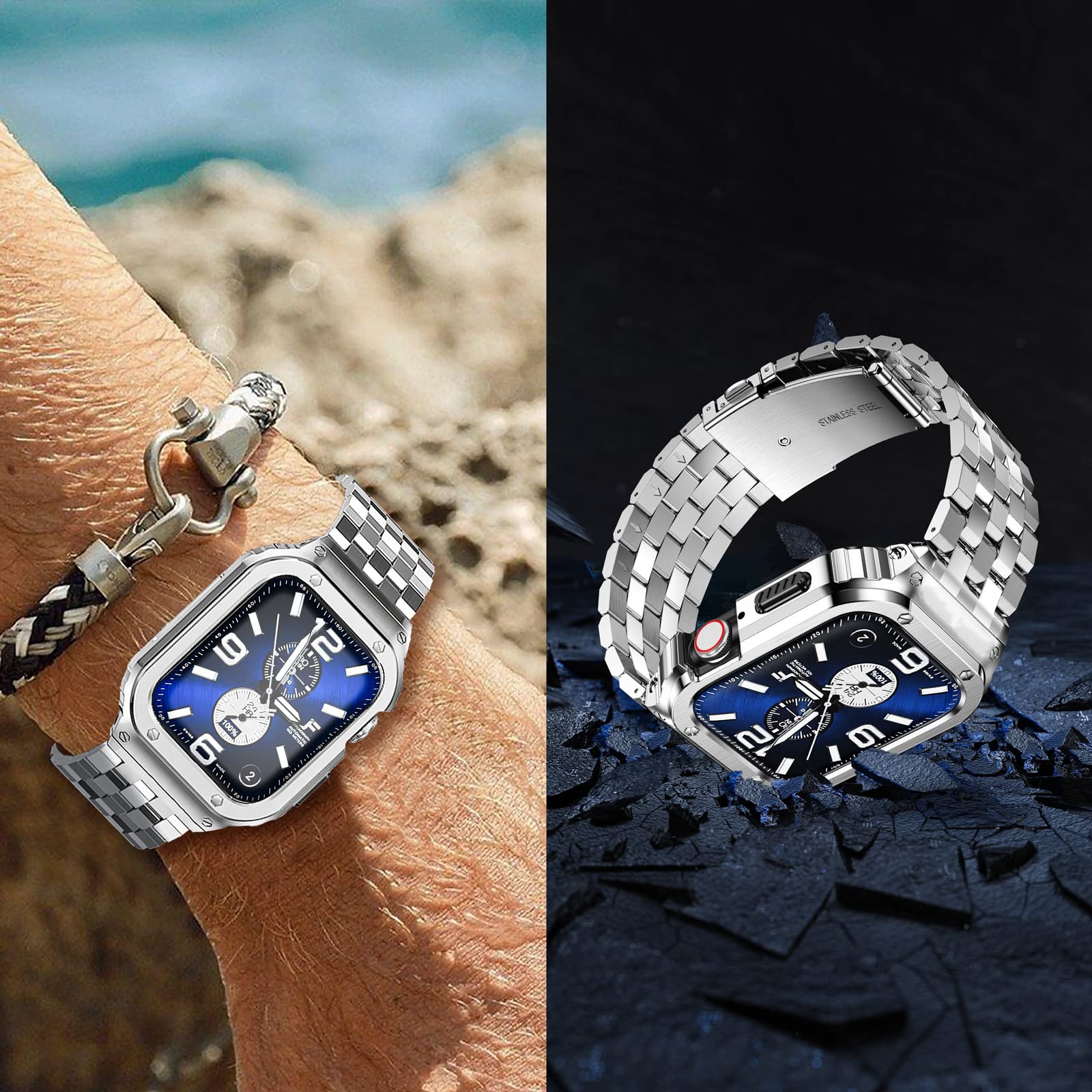 Foto 4 pulgar | Correa de Reloj y Funda Suplink de Acero Inoxidable de 45 mm para Apple Watch - Venta Internacional