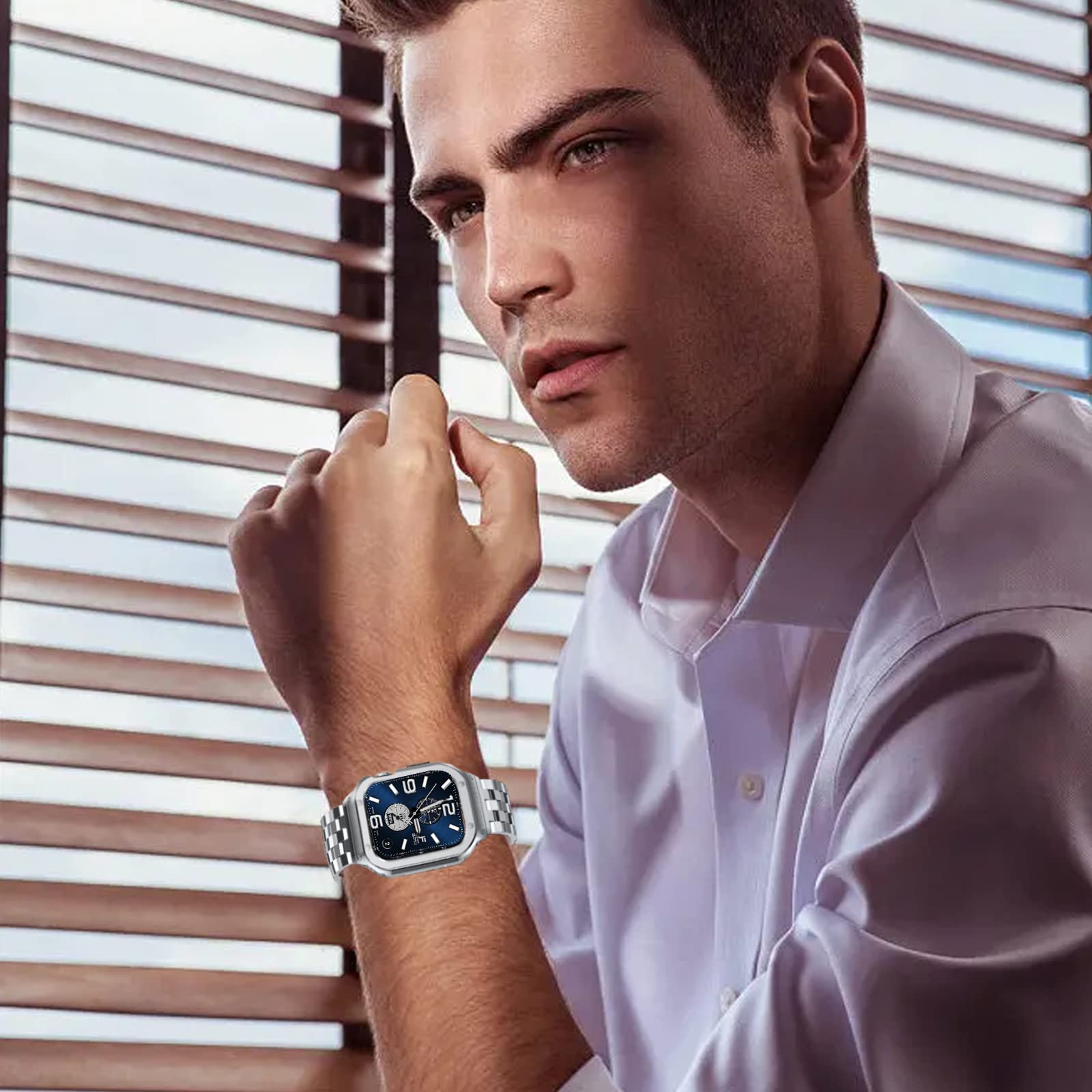 Foto 8 pulgar | Correa de Reloj y Funda Suplink de Acero Inoxidable de 45 mm para Apple Watch - Venta Internacional