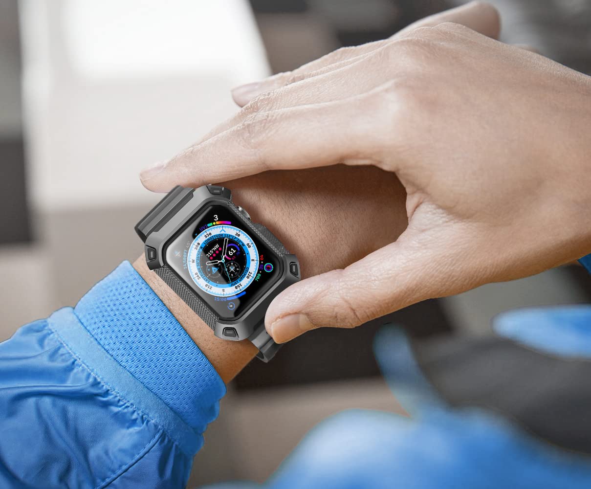 Foto 7 pulgar | Funda con Correa para Apple Watch Supcase Negro - Venta Internacional