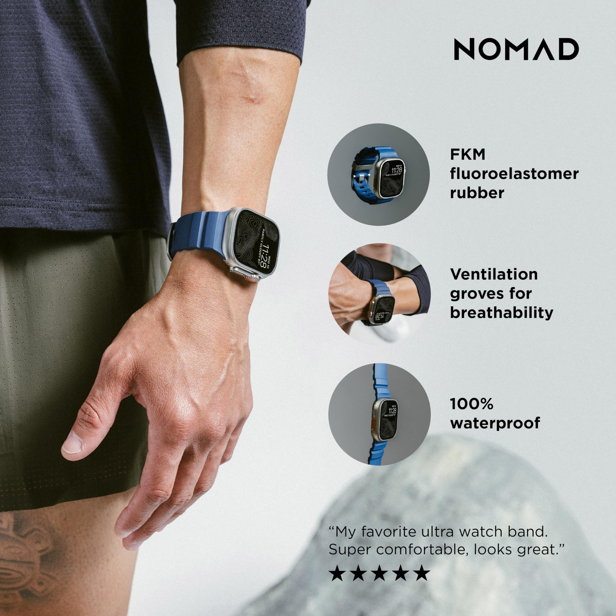 Foto 3 pulgar | Correa para Apple Watch Nomad Rocky Point Azul Atlántico - Venta Internacional