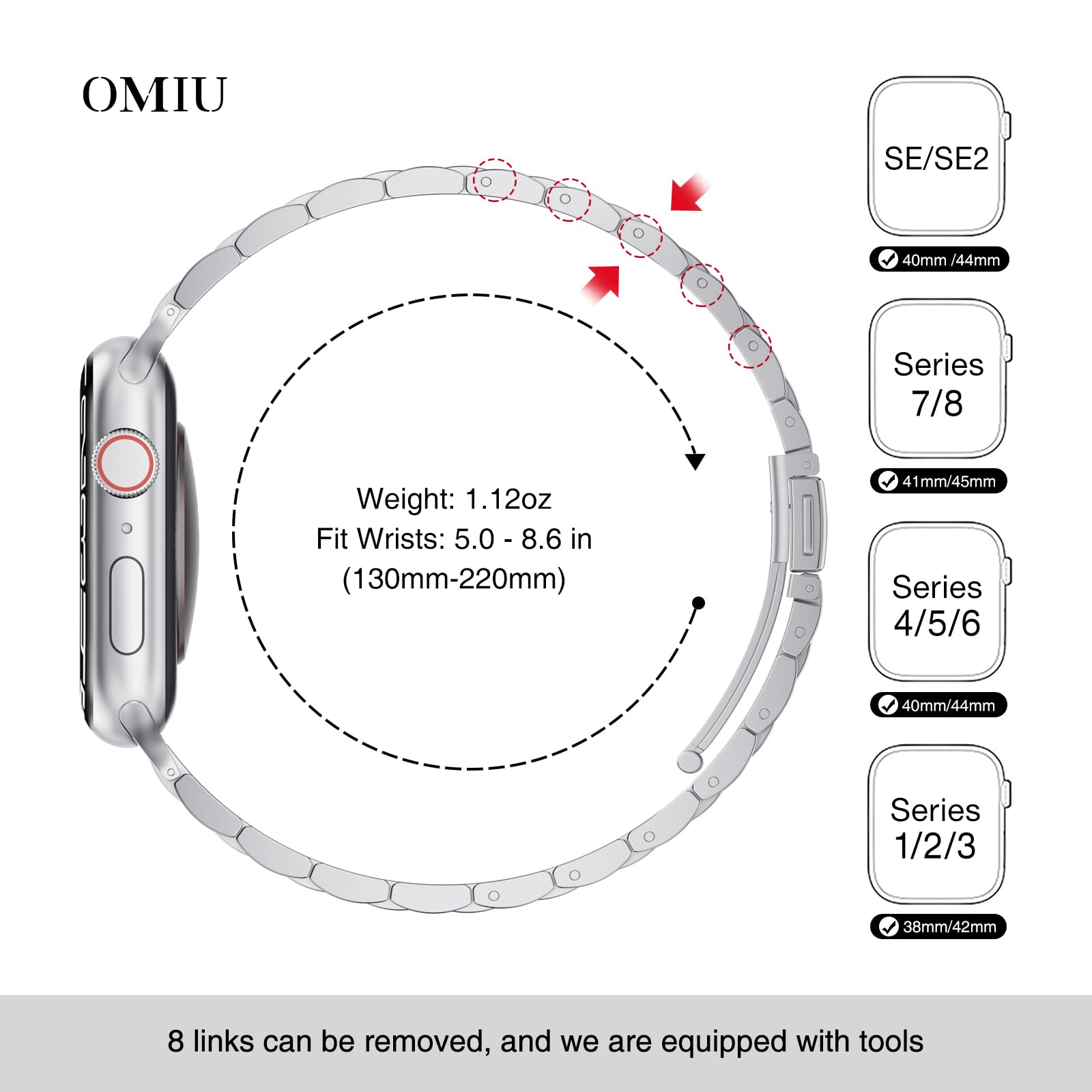 Foto 4 pulgar | Correa Omiu Acero Inoxidablepara Apple Watch 38-49 Mm - Venta Internacional