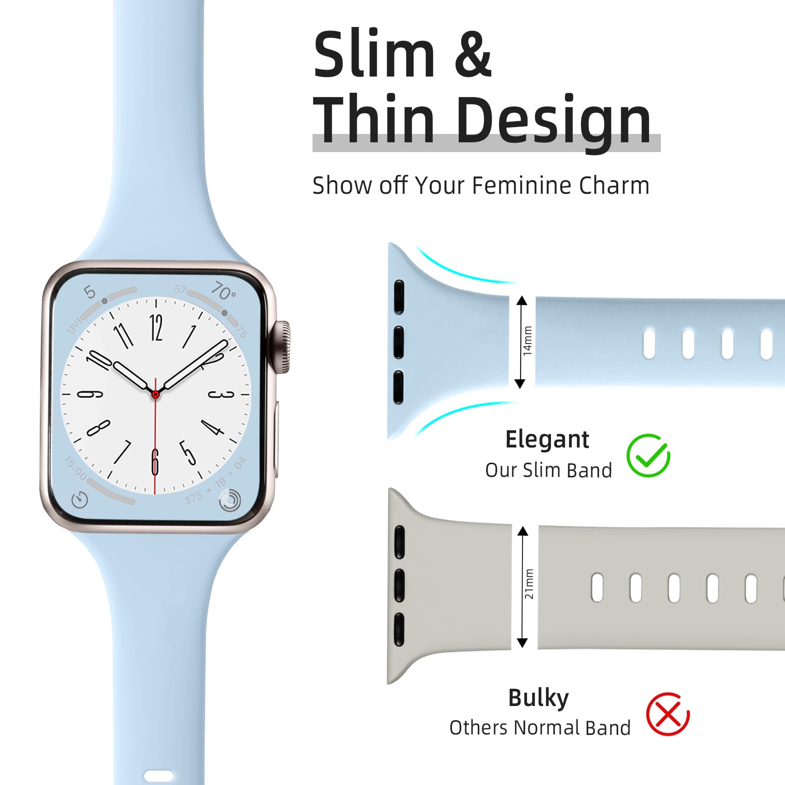 Foto 4 pulgar | Pack De 12 Correas De Reloj Lerobo Slim De Silicona Para Apple Watch 41/40/38/42 Mm - Venta Internacional.