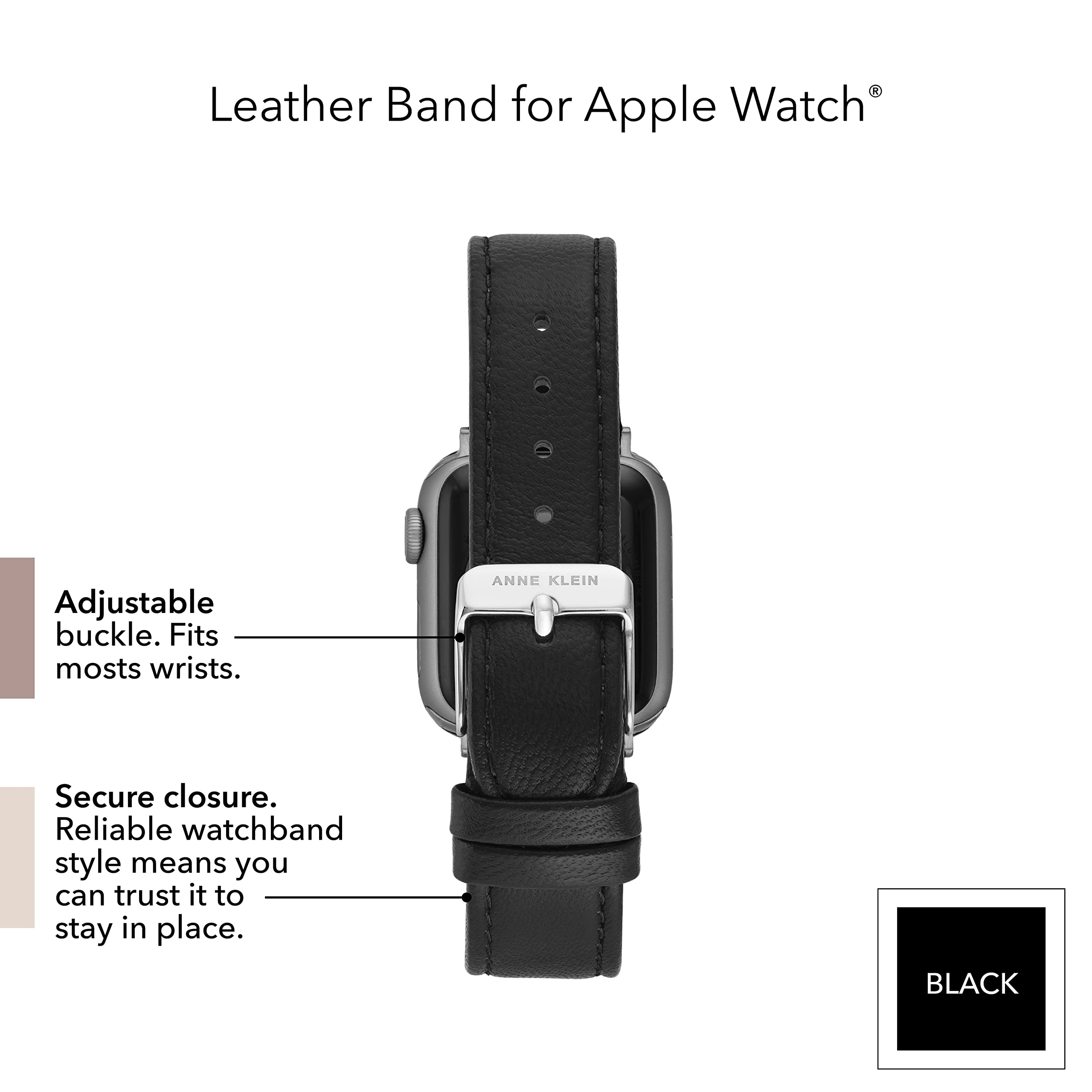 Foto 6 pulgar | Correa de Piel Anne Klein para Apple Watch Negro - Venta Internacional