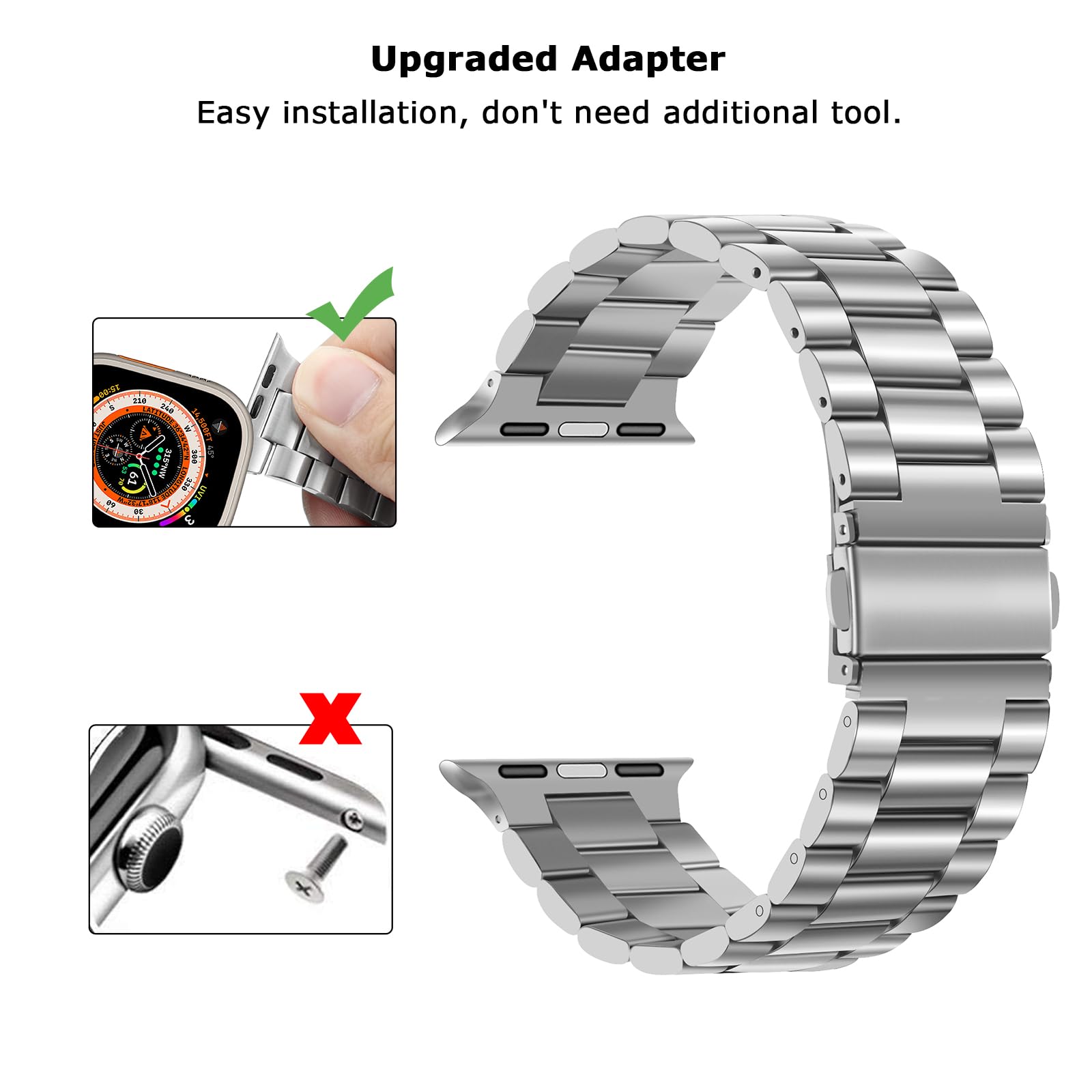Foto 4 | Correa de Reloj Tasikar de Acero Inoxidable 49 mm - Venta Internacional