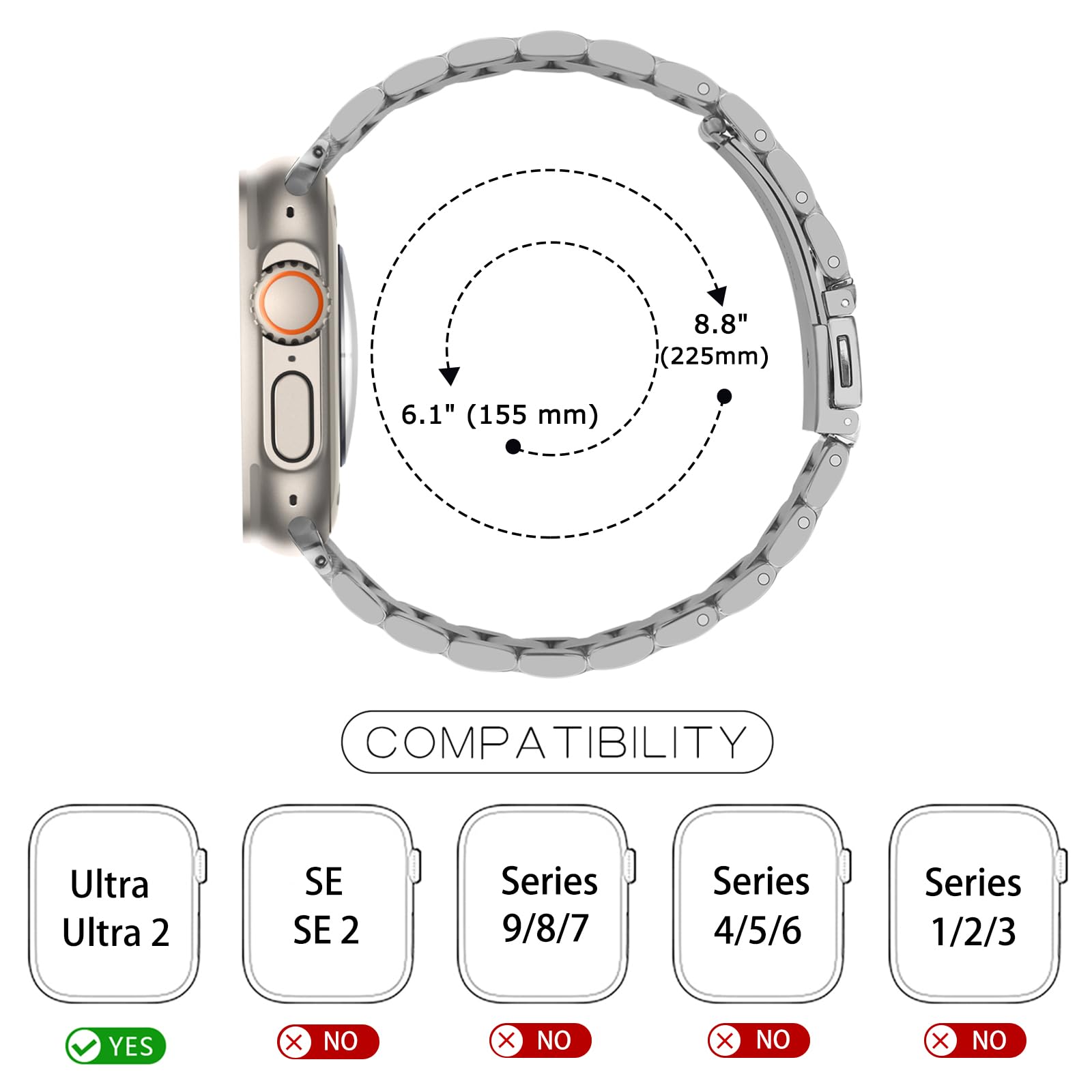 Foto 7 pulgar | Correa de Reloj Tasikar de Acero Inoxidable 49 mm - Venta Internacional