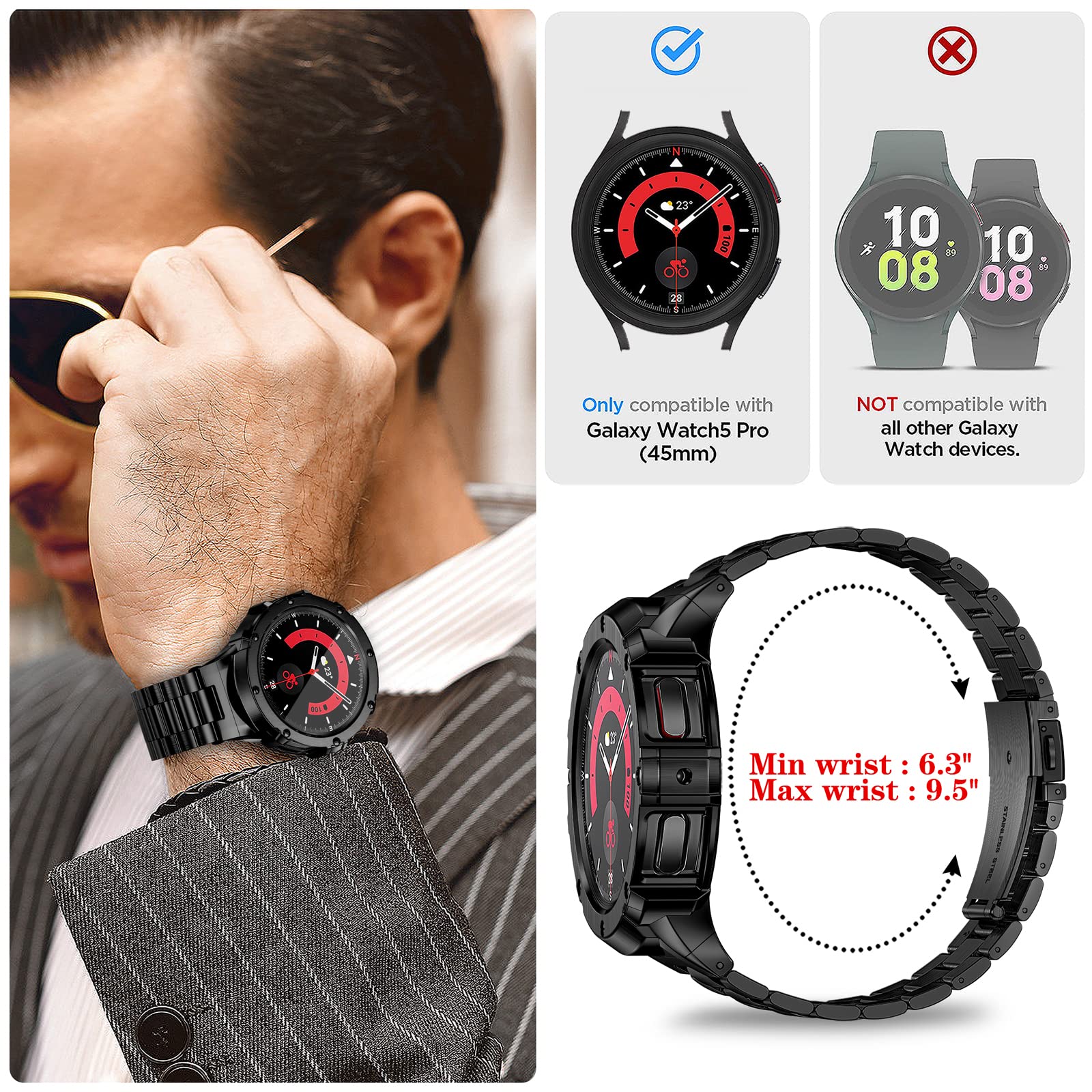 Foto 5 | Correa De Reloj Suplink De Acero Inoxidable Para Samsung Galaxy 5 Pro - Venta Internacional.