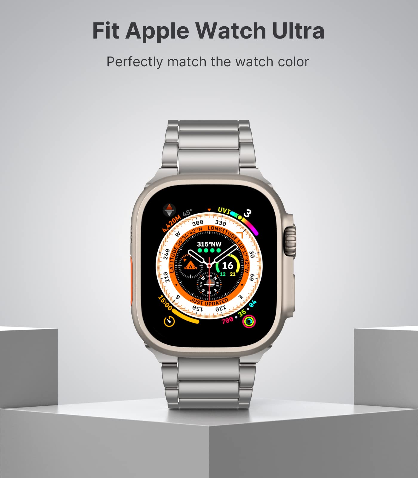 Foto 3 pulgar | Correa de Reloj Moko Titanium Compatible con Apple de 42 mm Plateada - Venta Internacional