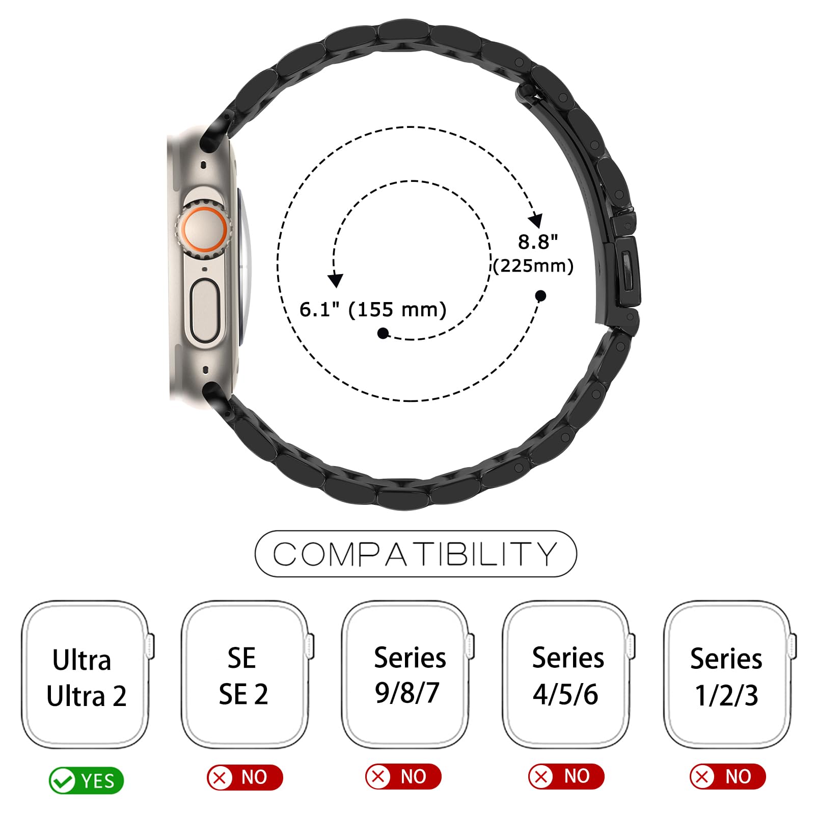 Foto 6 | Correa de Reloj Tasikar 2 a 49 mm Negra - Venta Internacional