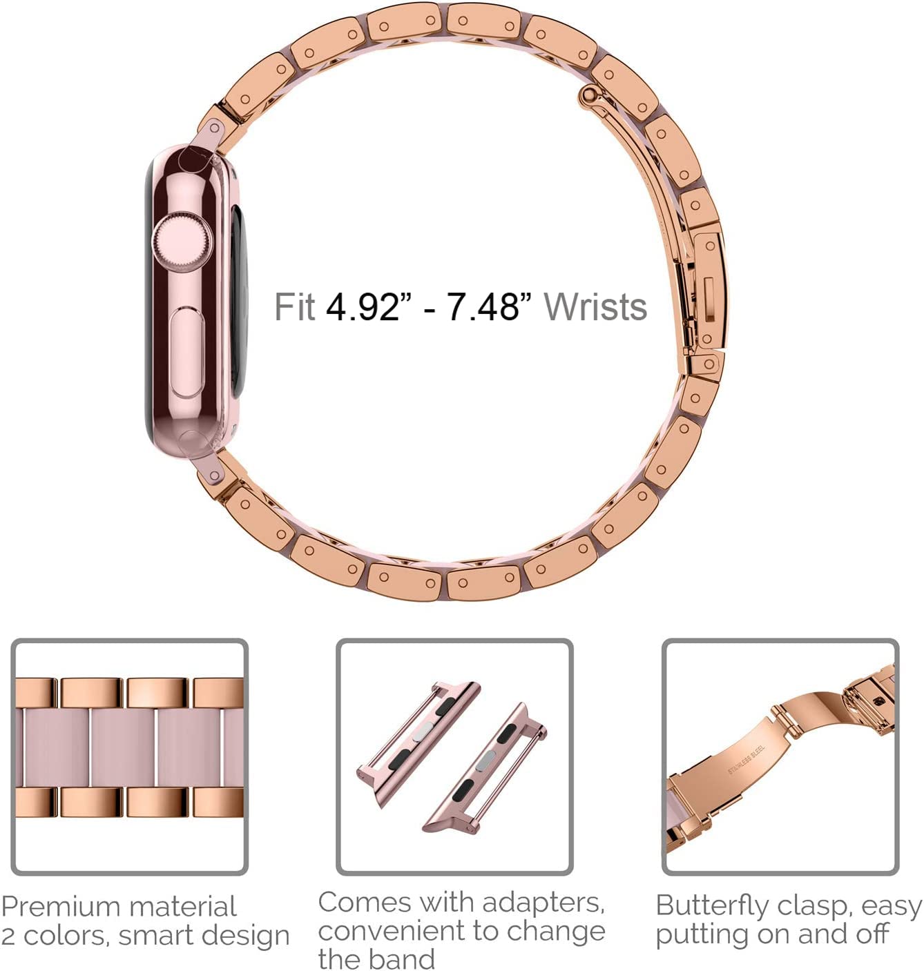 Foto 3 | Correa De Reloj Wearlizer Para Apple, 42 Mm, 44 Mm, 45 Mm, Acero Inoxidable - Venta Internacional.