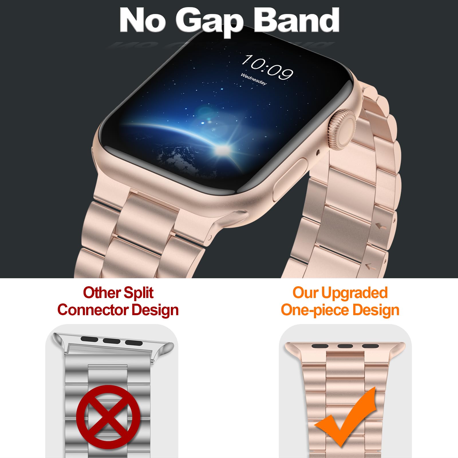 Foto 4 pulgar | Correa de Smartwatch Iiteeology Acero Inoxidable 42 mm color Oro Rosa - Venta Internacional