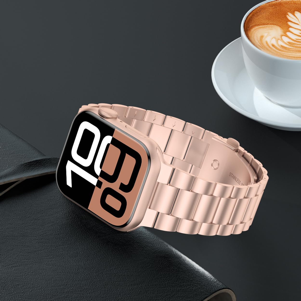 Foto 7 pulgar | Correa de Smartwatch Iiteeology Acero Inoxidable 42 mm color Oro Rosa - Venta Internacional
