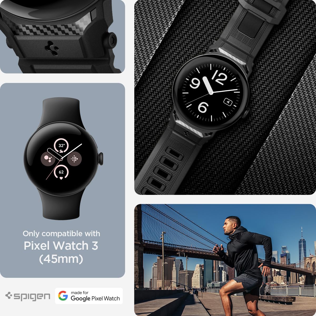 Foto 3 pulgar | Correa de Reloj Spigen Rugged Band para Google Pixel Watch 3 de 45 mm - Venta Internacional