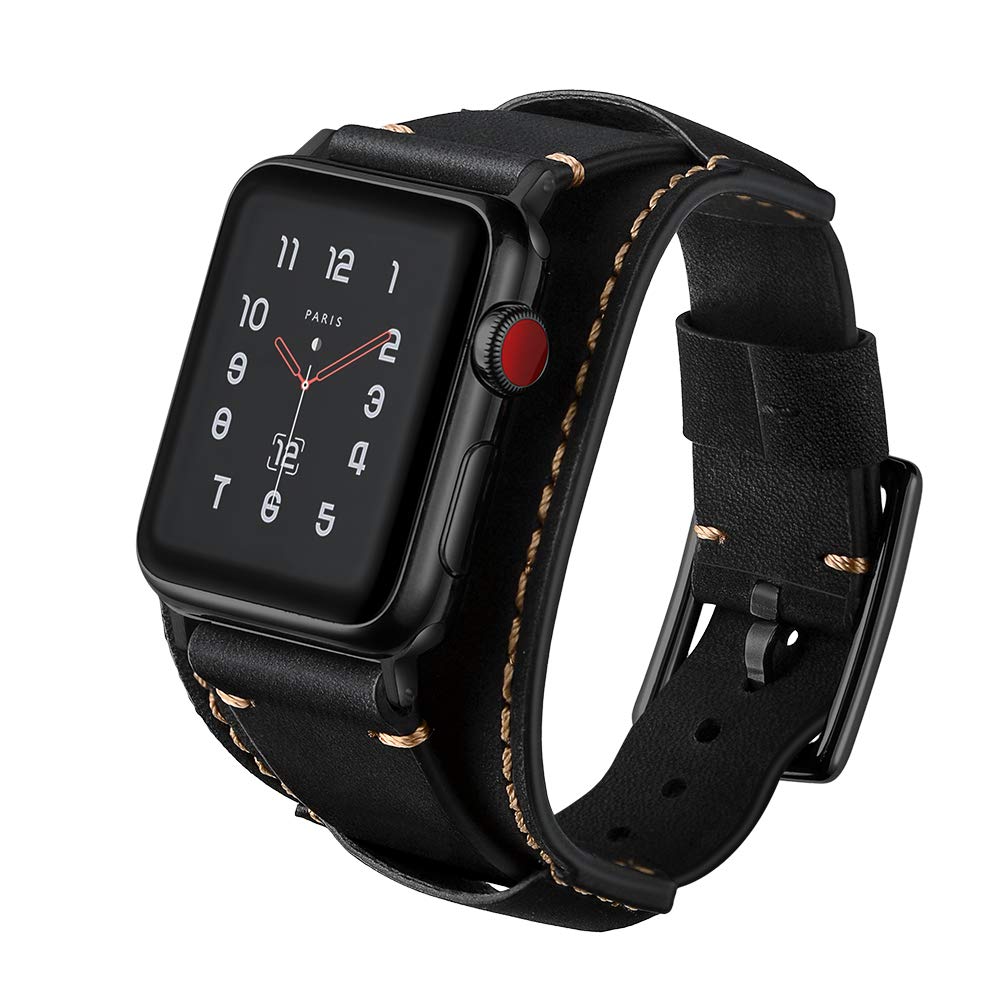 Foto 3 pulgar | Correa de Reloj CooBES Piel Negra Compatible con Apple de 44/42 mm - Venta Internacional
