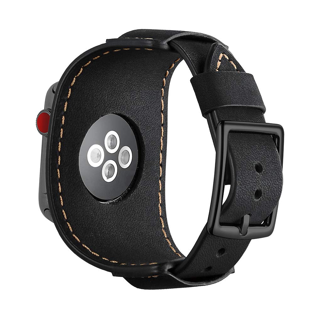 Foto 3 | Correa de Reloj CooBES Piel Negra Compatible con Apple de 44/42 mm - Venta Internacional