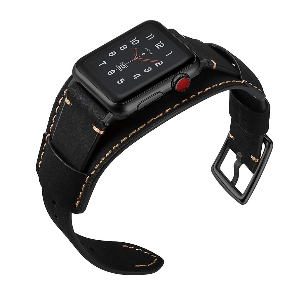 Foto 5 pulgar | Correa de Reloj CooBES Piel Negra Compatible con Apple de 44/42 mm - Venta Internacional