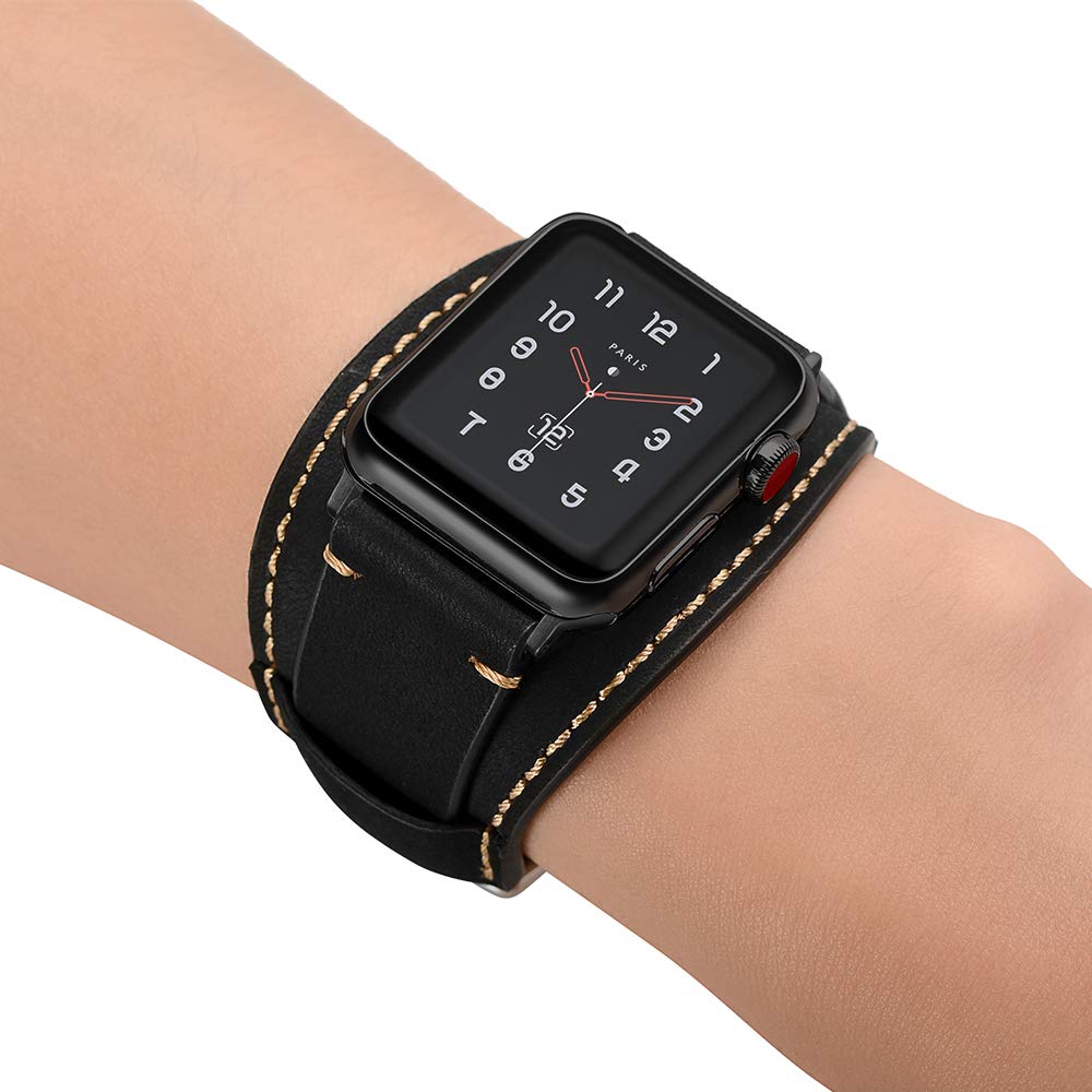 Foto 5 | Correa de Reloj CooBES Piel Negra Compatible con Apple de 44/42 mm - Venta Internacional