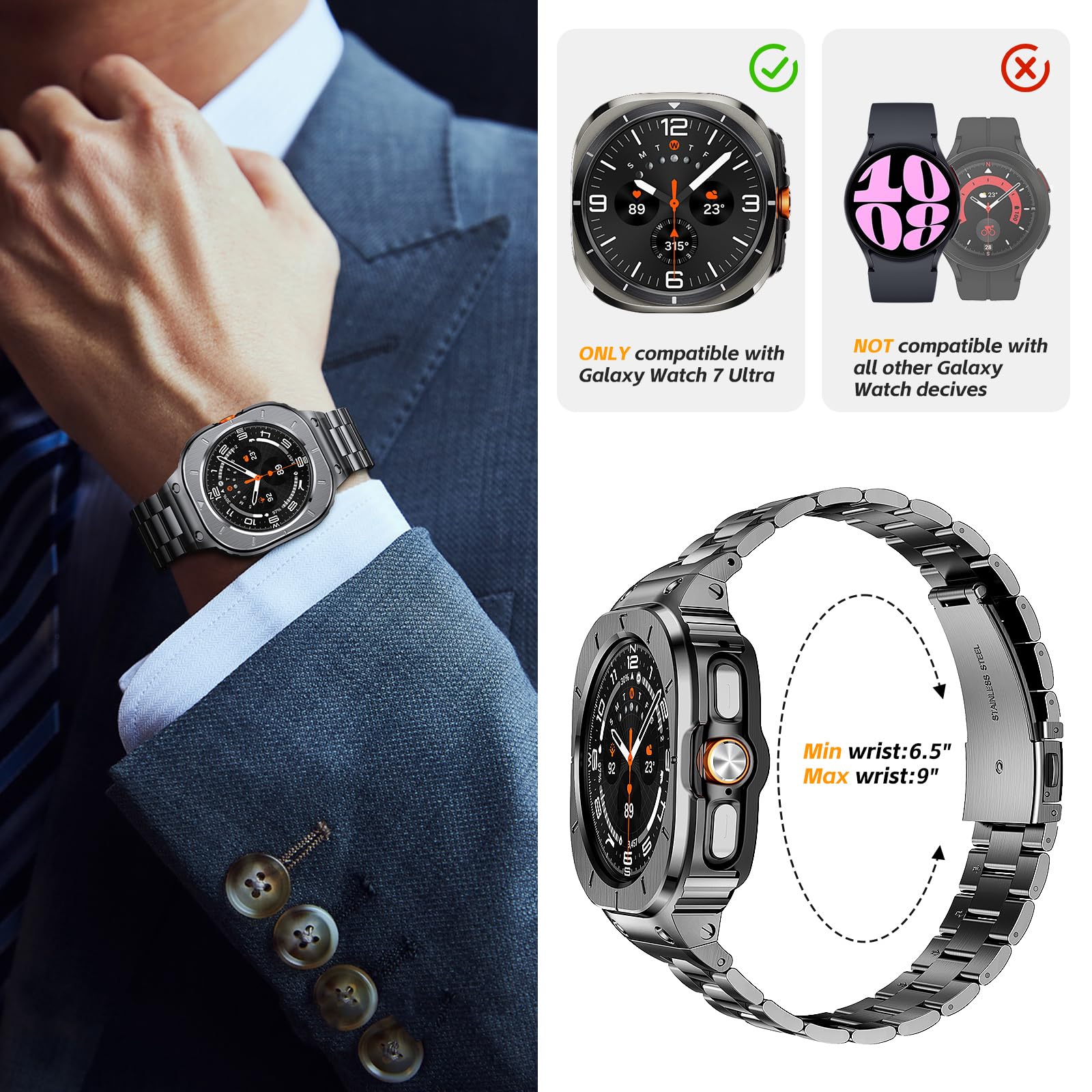Foto 4 pulgar | Estuche y Correas de Reloj Suplink de Acero Inoxidable para Galaxy 7 - Venta Internacional.