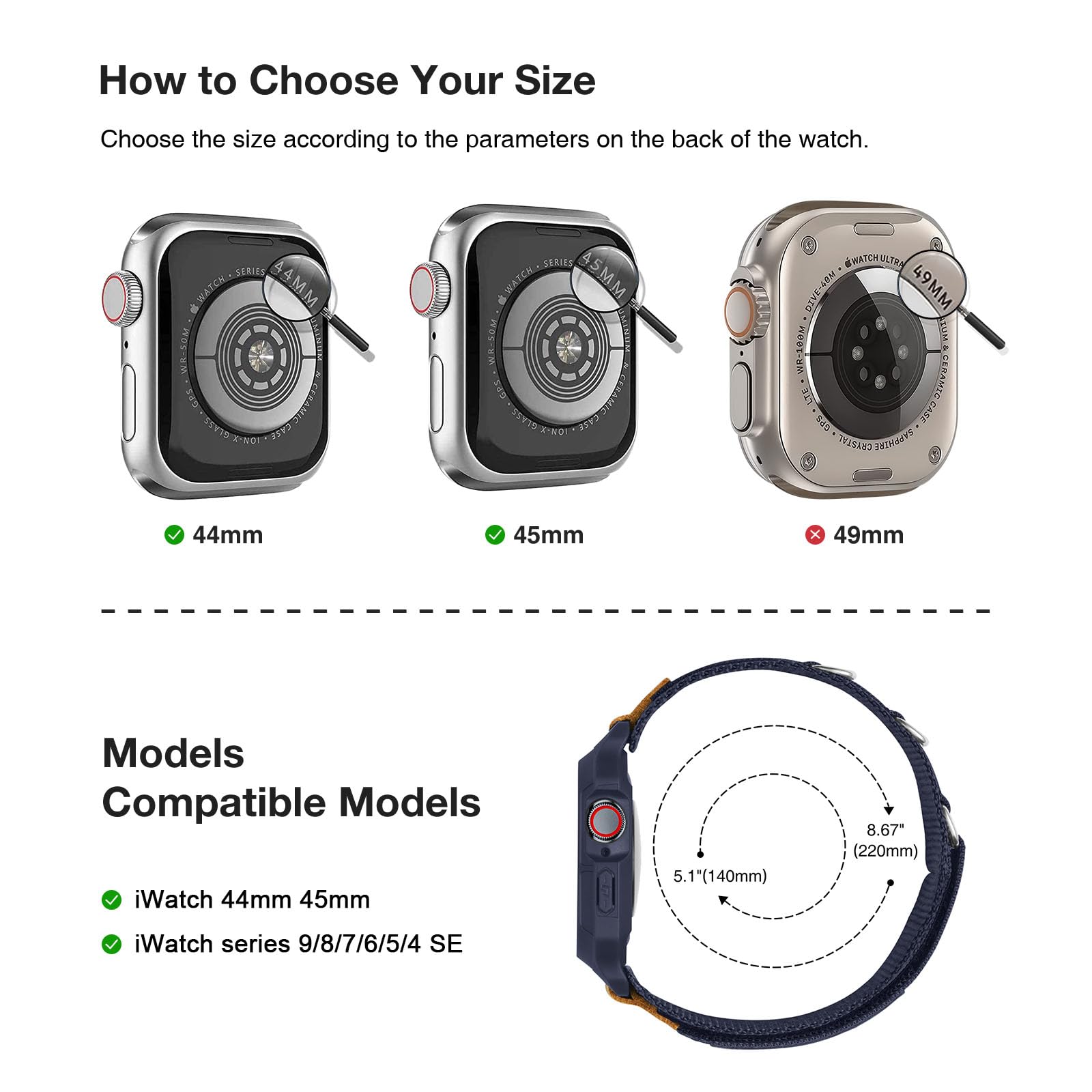 Foto 3 pulgar | Correa de Reloj Sunfwr Compatible con Apple Watch de 44 mm y 45 mm - Venta Internacional