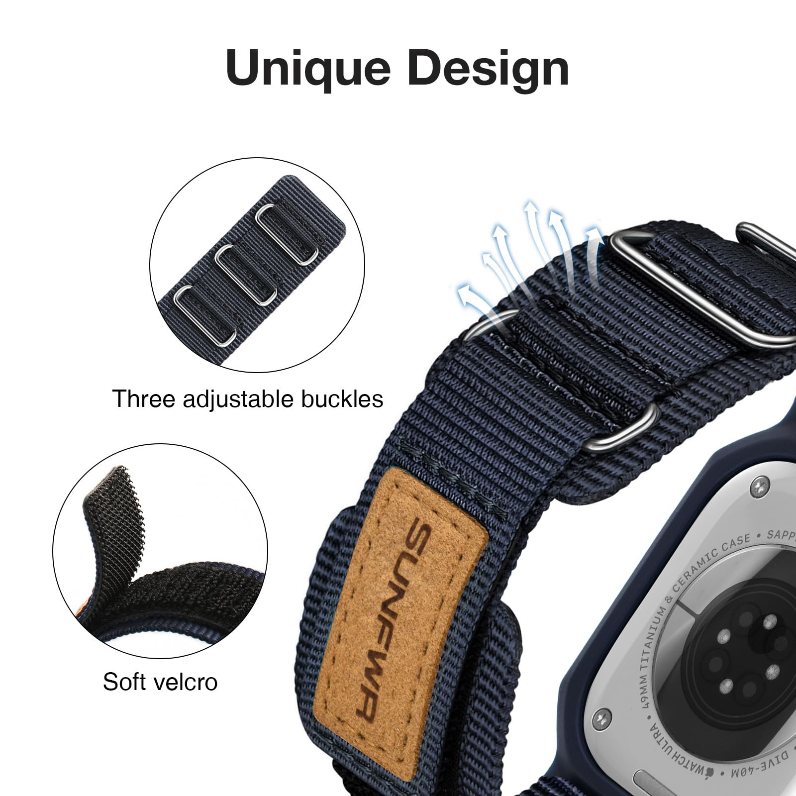 Foto 4 pulgar | Correa de Reloj Sunfwr Compatible con Apple Watch de 44 mm y 45 mm - Venta Internacional