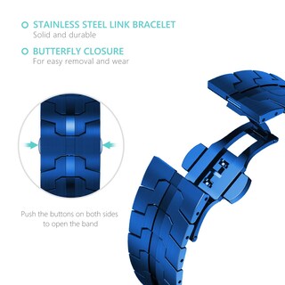 Foto 3 | Correa de Reloj Chanchy Acero Inoxidable para Apple Watch 49 mm Azul - Venta Internacional