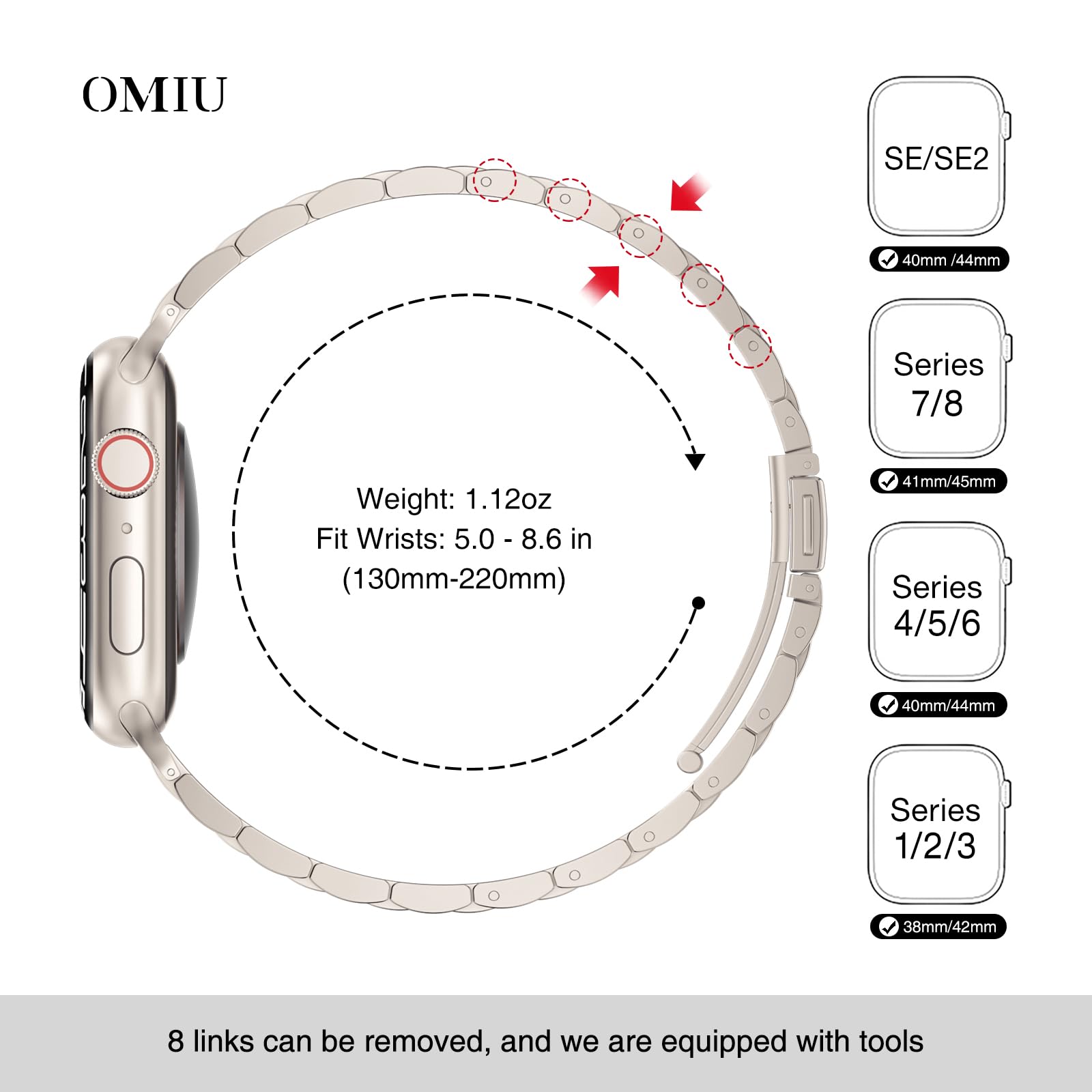 Foto 5 pulgar | Correa de Reloj Omiu Thin Acero Inoxidable Apple 38/49 mm - Venta Internacional