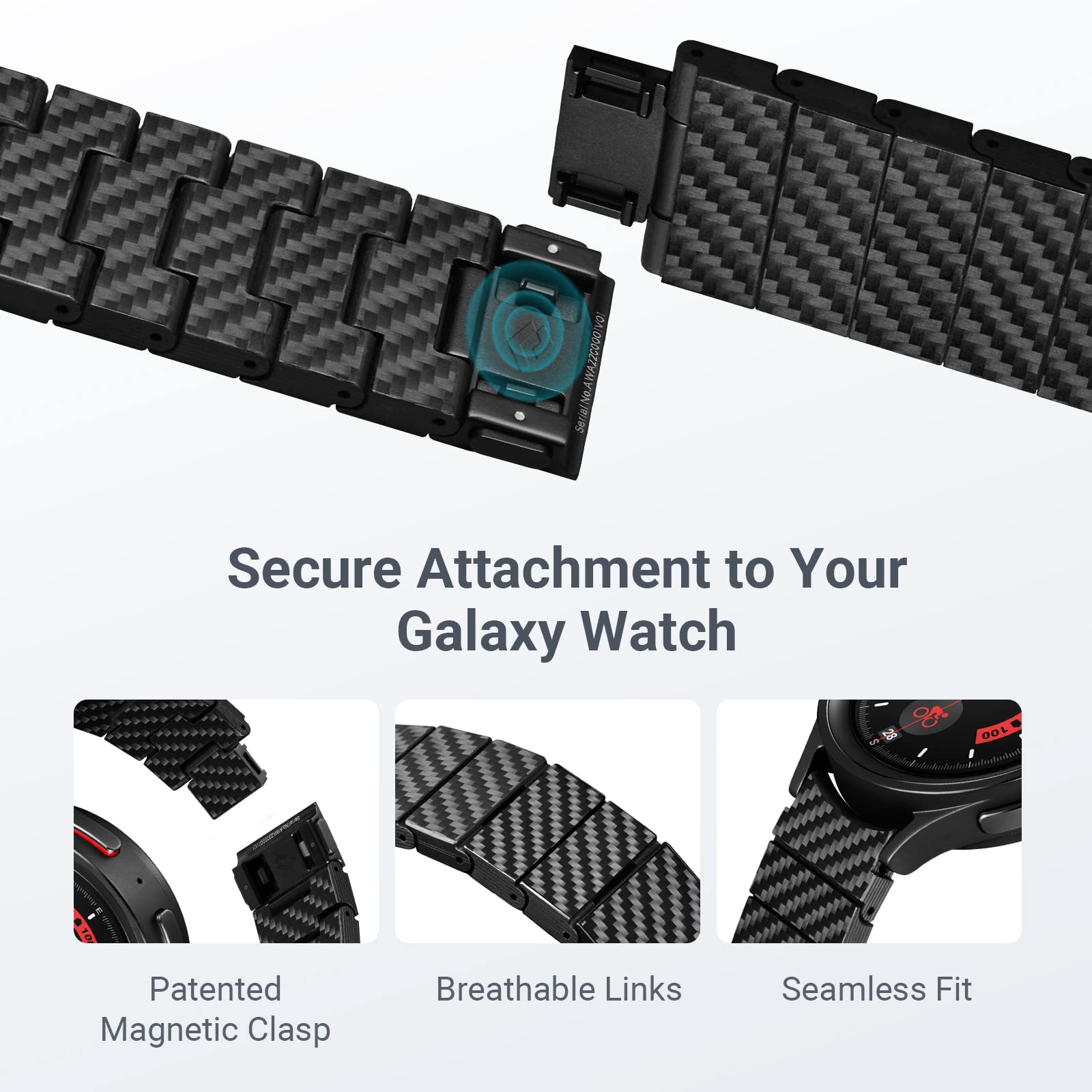 Foto 6 pulgar | Correa de Reloj de Fibra de Carbono para Galaxy Watch 7/6/5/4 - Venta Internacional