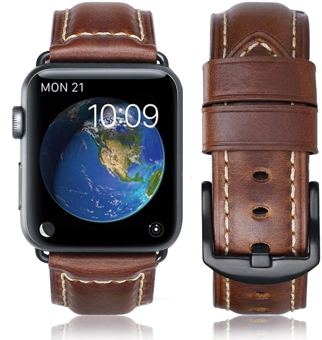 Foto 1 | Correa de Piel Auténtica Huafiy para Apple Watch 38/49 mm - Venta Internacional