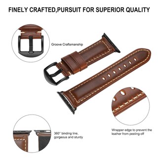 Foto 2 | Correa de Piel Auténtica Huafiy para Apple Watch 38/49 mm - Venta Internacional