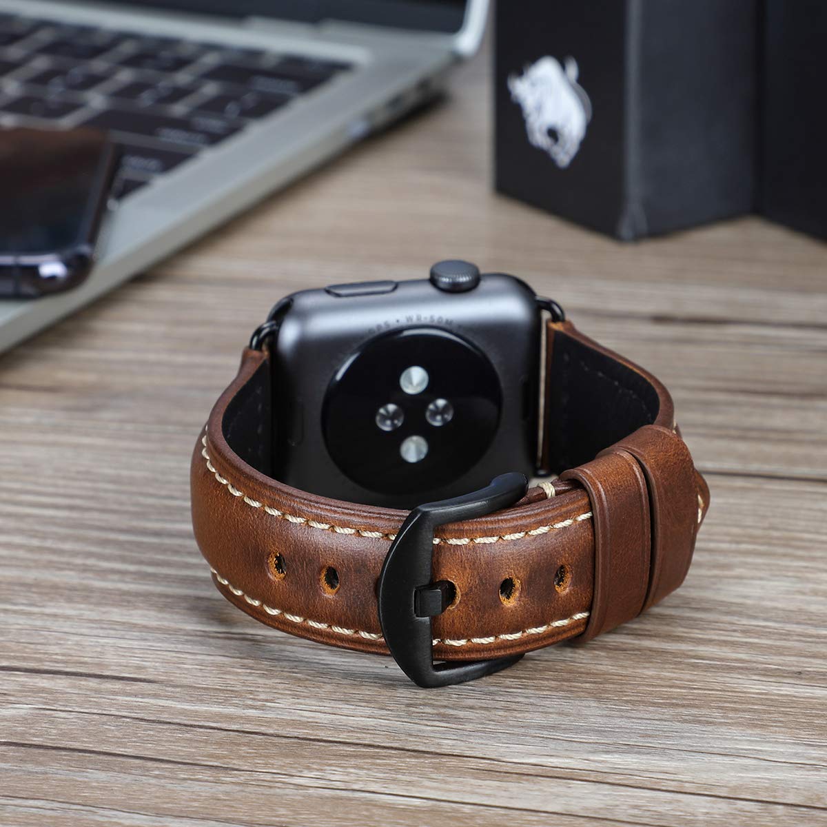 Foto 3 | Correa de Piel Auténtica Huafiy para Apple Watch 38/49 mm - Venta Internacional