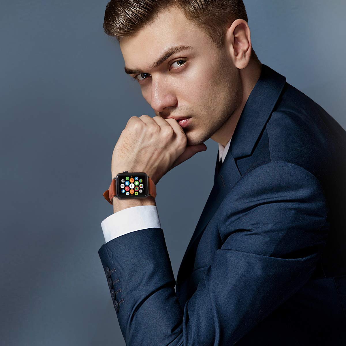 Foto 6 pulgar | Correa de Piel Auténtica Huafiy para Apple Watch 38/49 mm - Venta Internacional