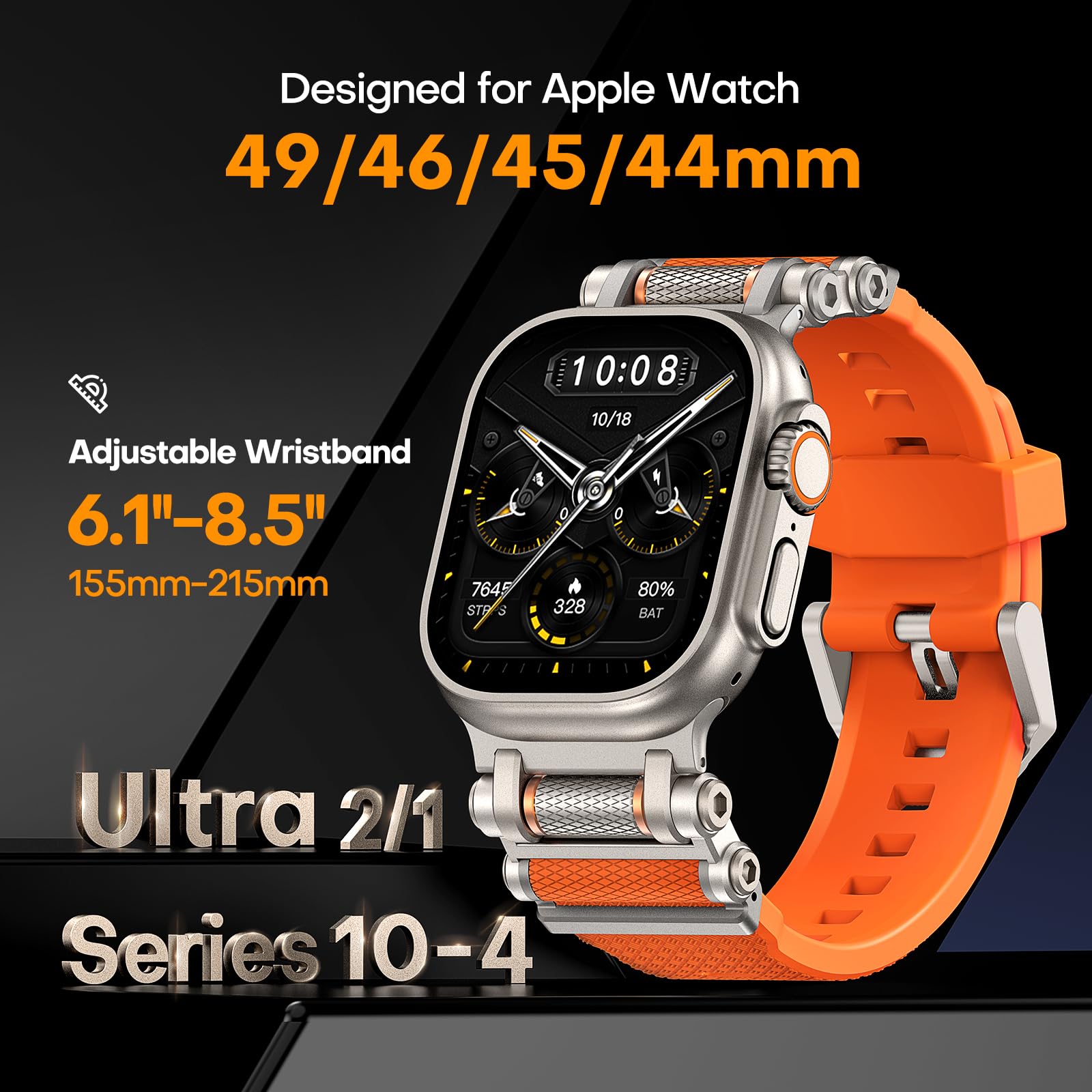 Foto 3 pulgar | Correa de Reloj Tauri Diseñada para Apple Watch Ultra 2/49 mm Anaranjada - Venta Internacional