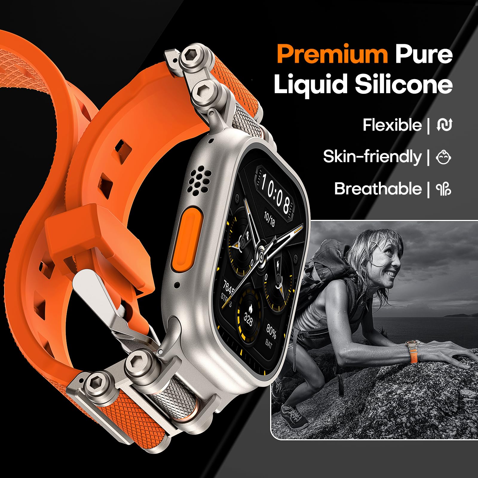 Foto 4 pulgar | Correa de Reloj Tauri Diseñada para Apple Watch Ultra 2/49 mm Anaranjada - Venta Internacional