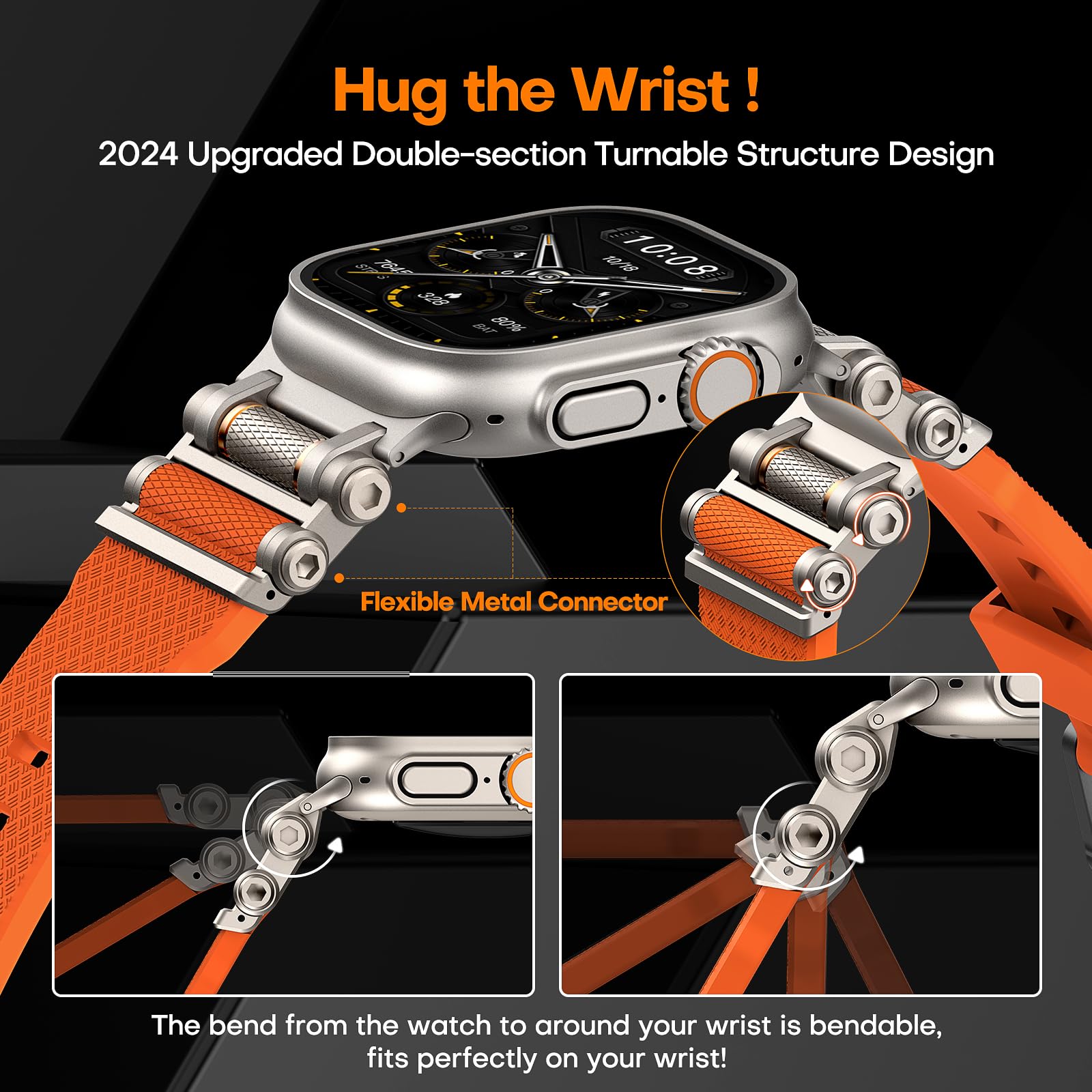 Foto 5 pulgar | Correa de Reloj Tauri Diseñada para Apple Watch Ultra 2/49 mm Anaranjada - Venta Internacional
