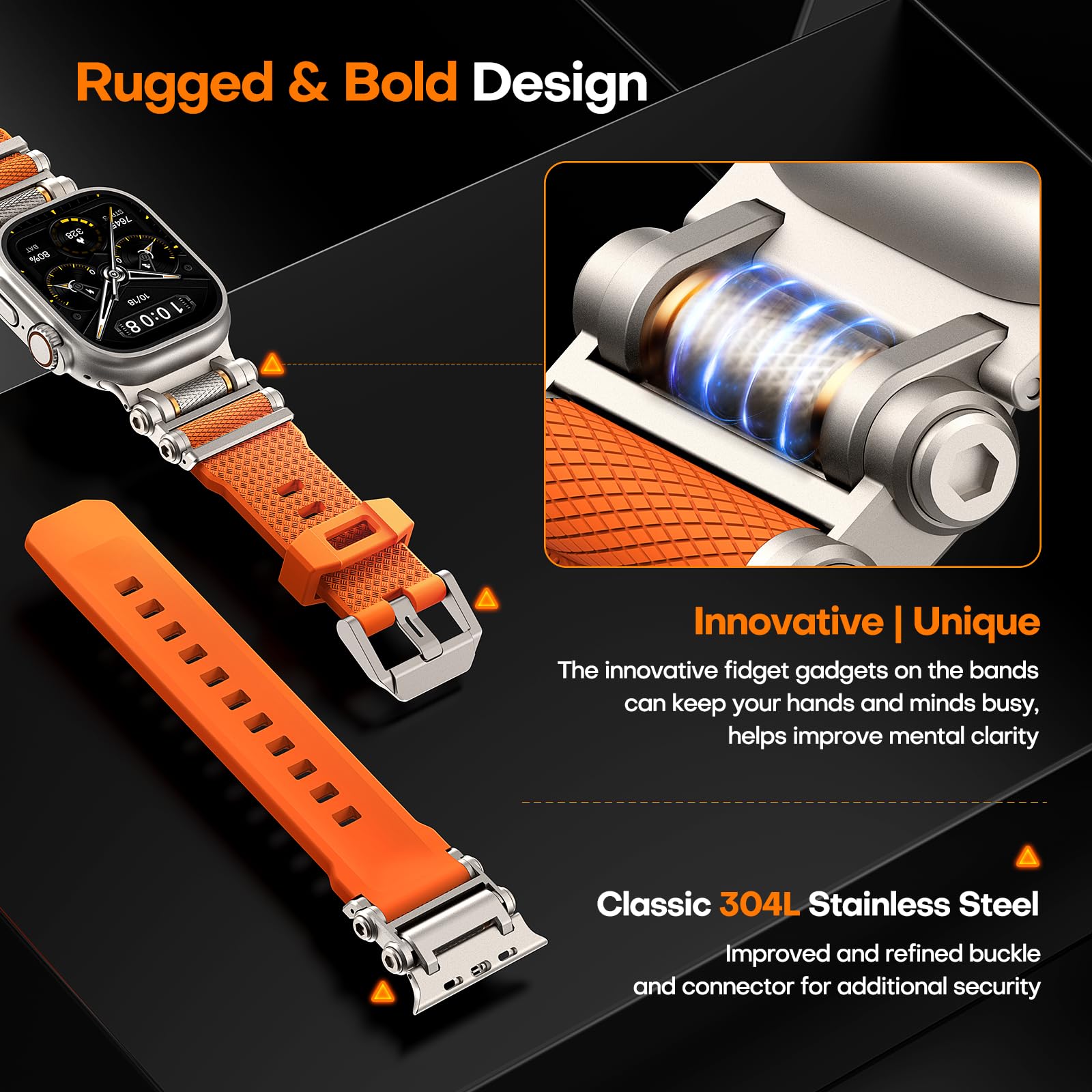 Foto 6 pulgar | Correa de Reloj Tauri Diseñada para Apple Watch Ultra 2/49 mm Anaranjada - Venta Internacional