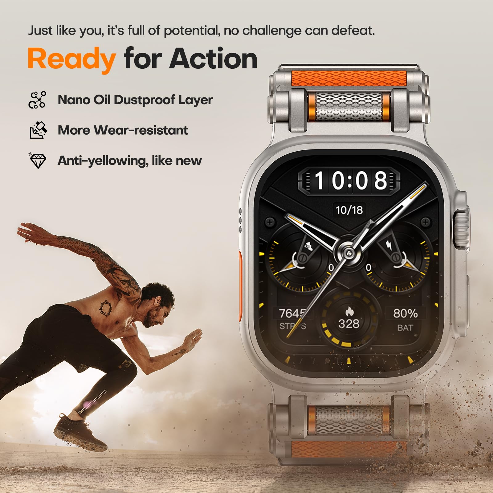 Foto 7 pulgar | Correa de Reloj Tauri Diseñada para Apple Watch Ultra 2/49 mm Anaranjada - Venta Internacional