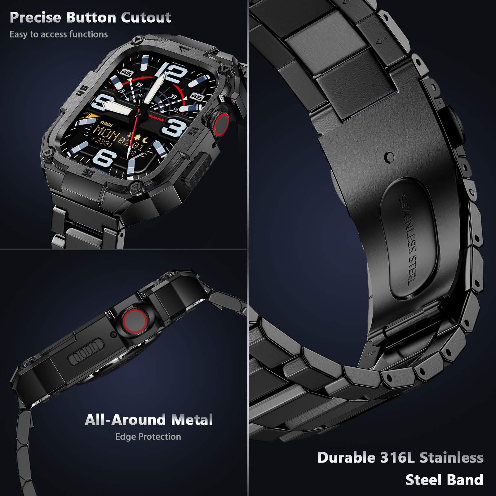 Foto 7 pulgar | Correa de Reloj Mofree de Acero Inoxidable con Funda Apple 46 mm Series 10 - Venta Internacional