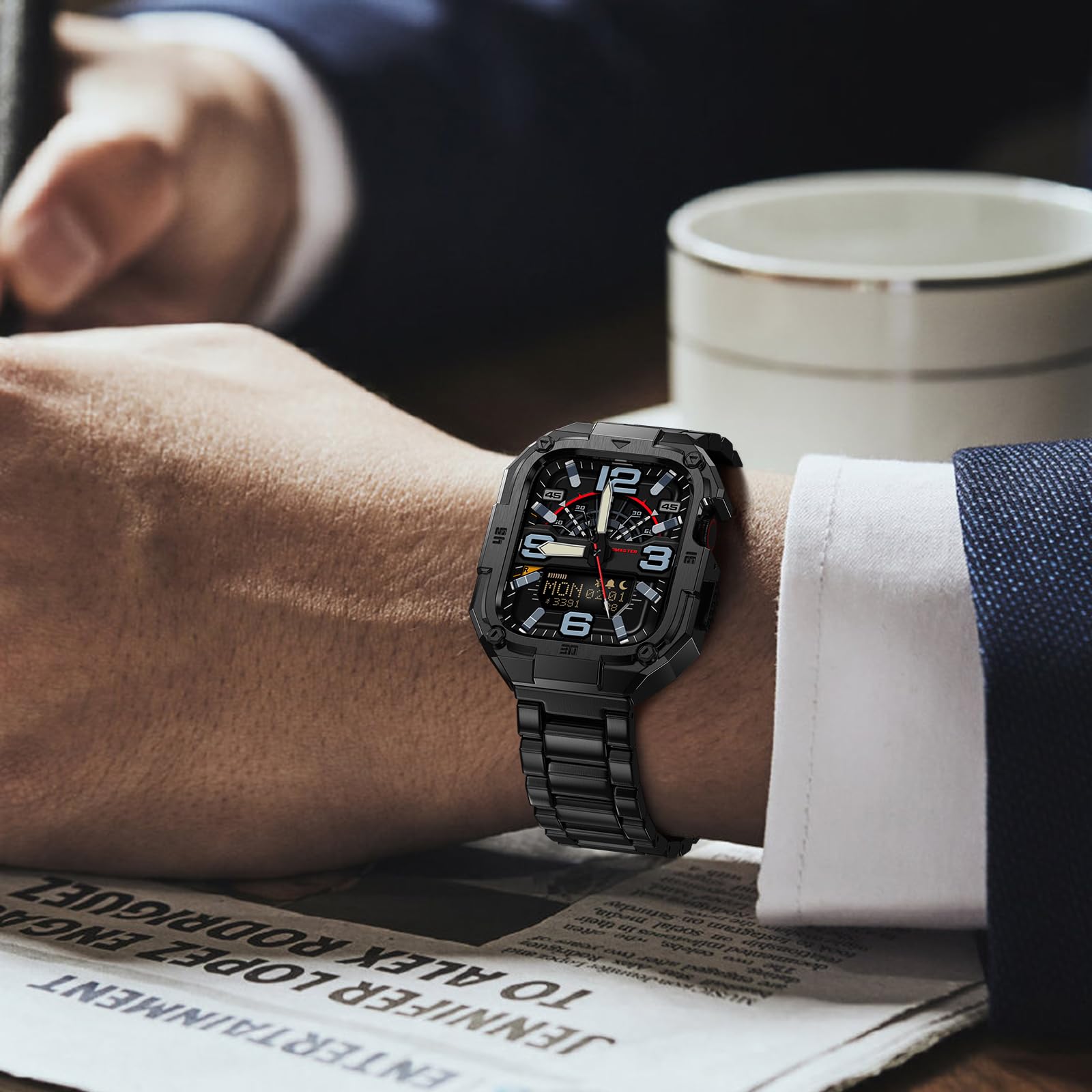 Foto 7 | Correa de Reloj Mofree de Acero Inoxidable con Funda Apple 46 mm Series 10 - Venta Internacional