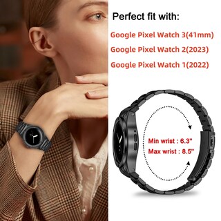 Foto 5 | Watch Band + Funda Miohhr Compatible con Google Pixel Watch 41 mm Acero Inoxidable Negro - Venta Internacional